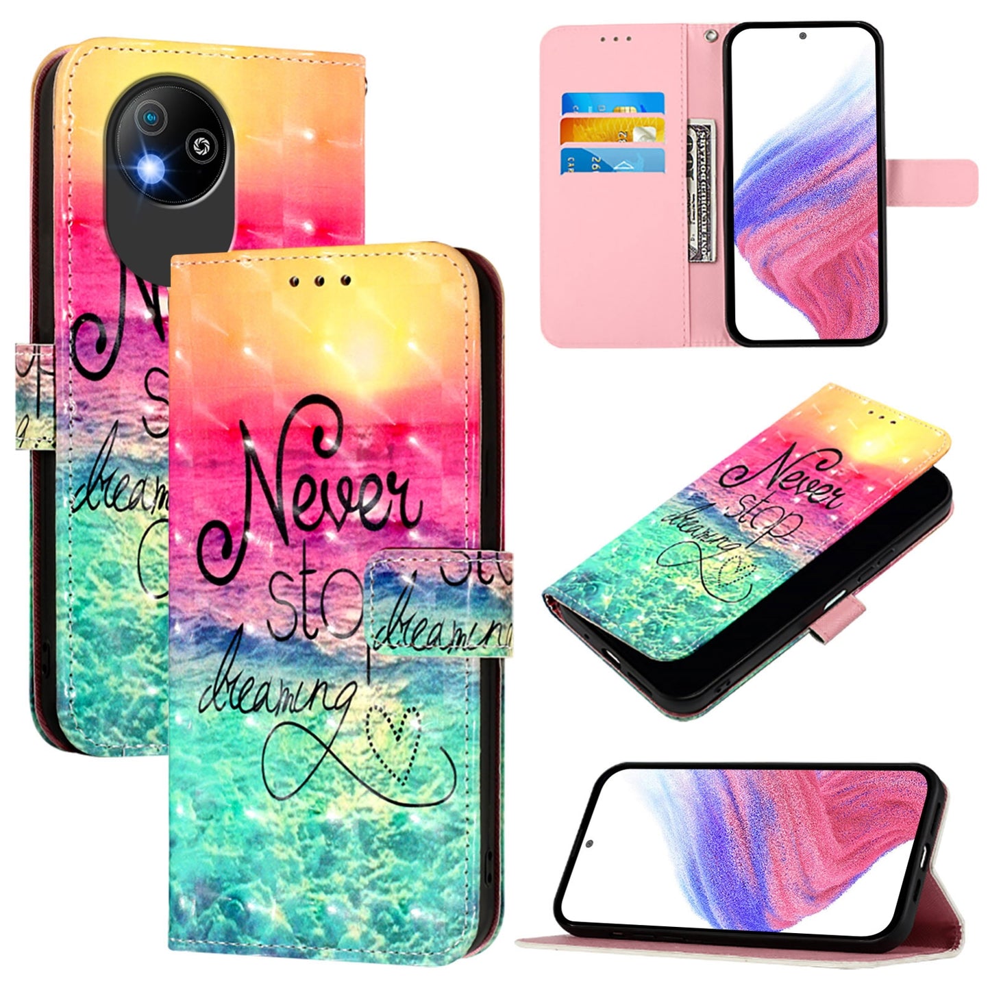 For ZTE Blade A35 Lite Leather Flip Phone Case with 3D Painted Design, Card Holder, Wallet & Stand Function - Durable Protection & Easy Access