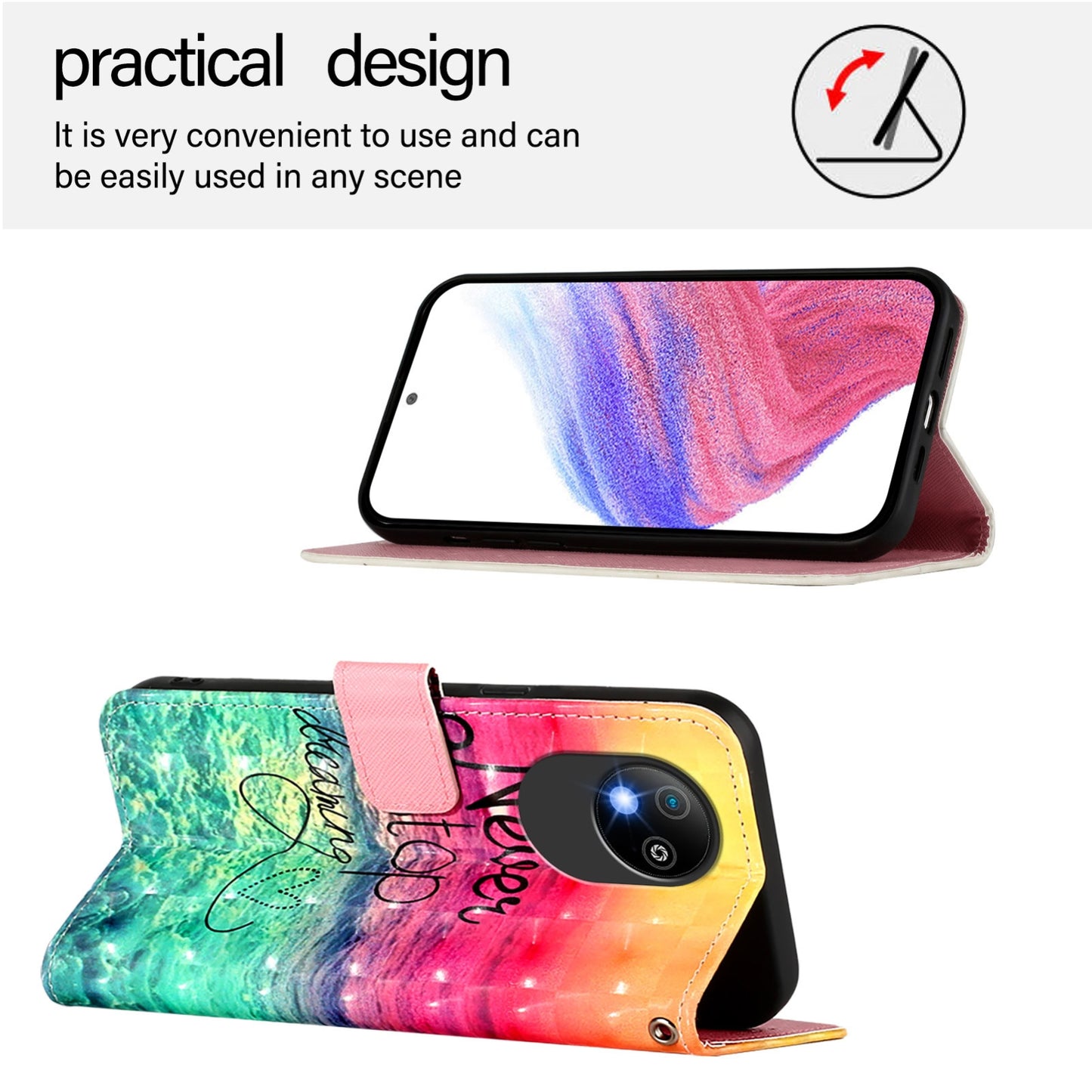 For ZTE Blade A35 Lite Leather Flip Phone Case with 3D Painted Design, Card Holder, Wallet & Stand Function - Durable Protection & Easy Access
