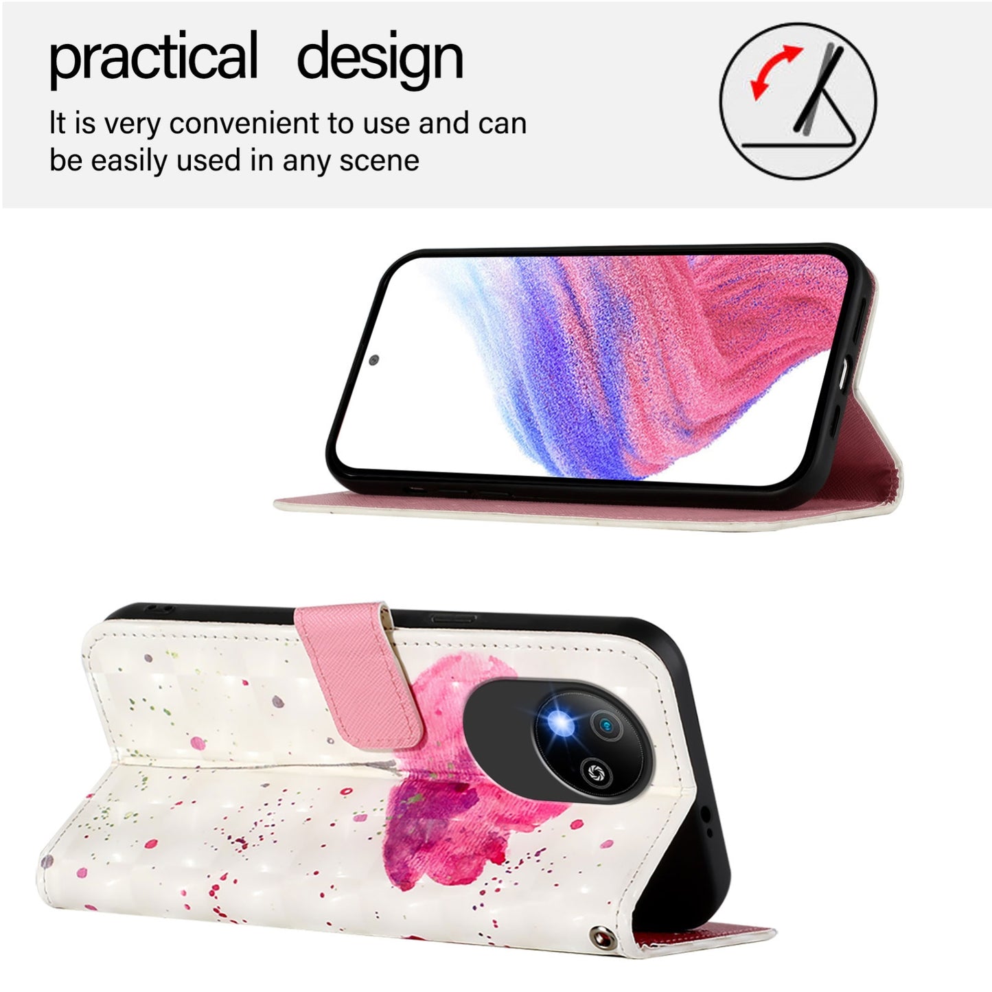 For ZTE A35 Core Leather Flip Phone Case with 3D Painted Design, Card Holder, Wallet & Stand Function - Durable Protection & Easy Access