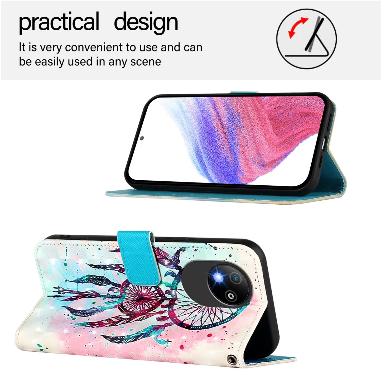 For ZTE A35 Core Leather Flip Phone Case with 3D Painted Design, Card Holder, Wallet & Stand Function - Durable Protection & Easy Access