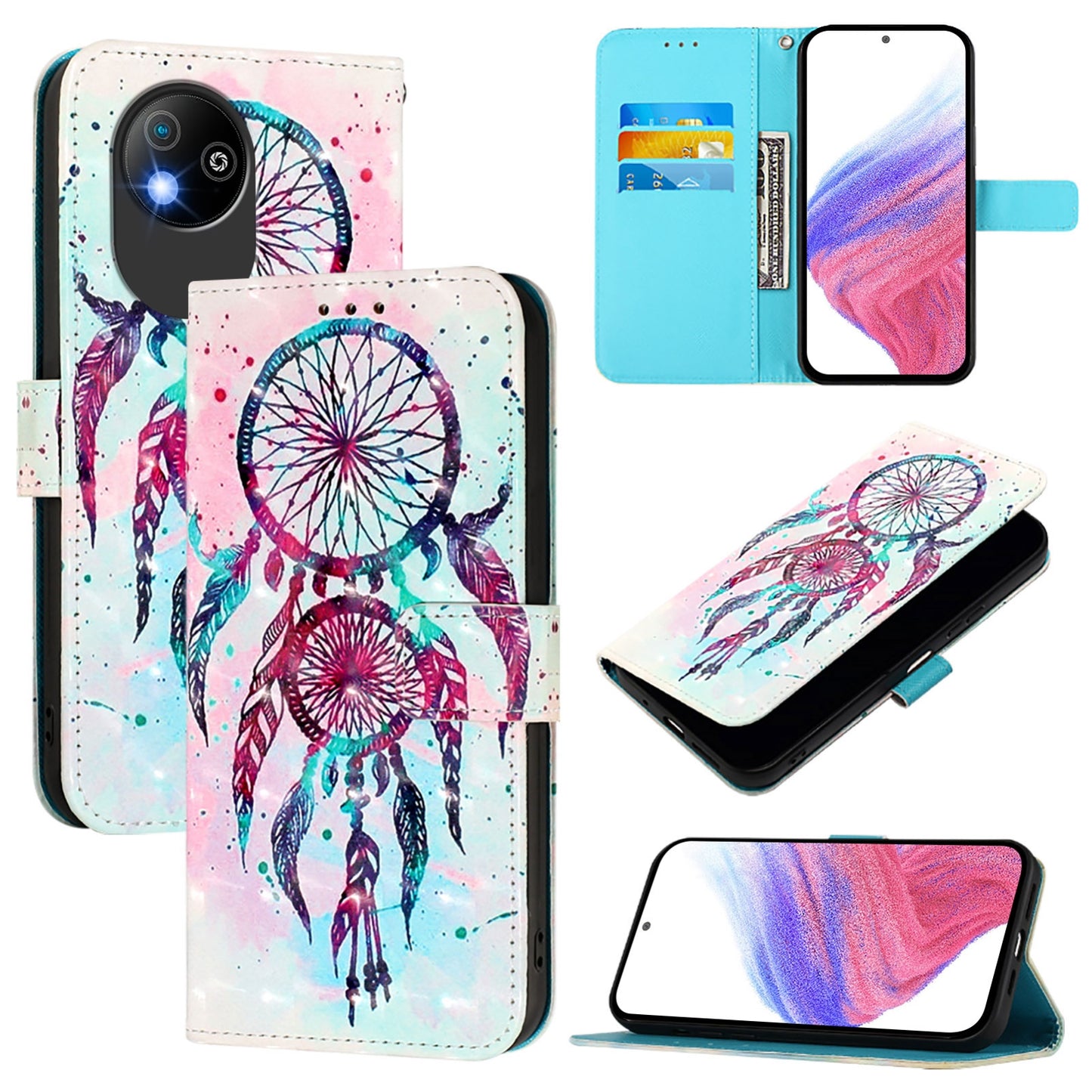 For ZTE A35 Core Leather Flip Phone Case with 3D Painted Design, Card Holder, Wallet & Stand Function - Durable Protection & Easy Access