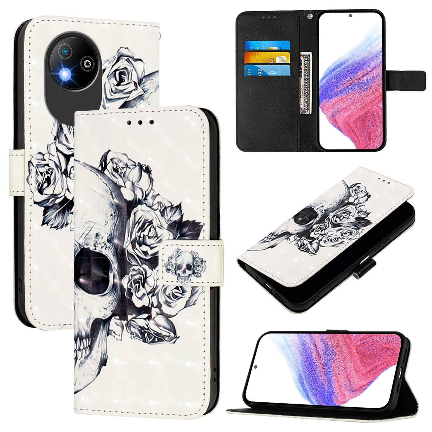 For ZTE Blade A35 Lite Leather Flip Phone Case with 3D Painted Design, Card Holder, Wallet & Stand Function - Durable Protection & Easy Access