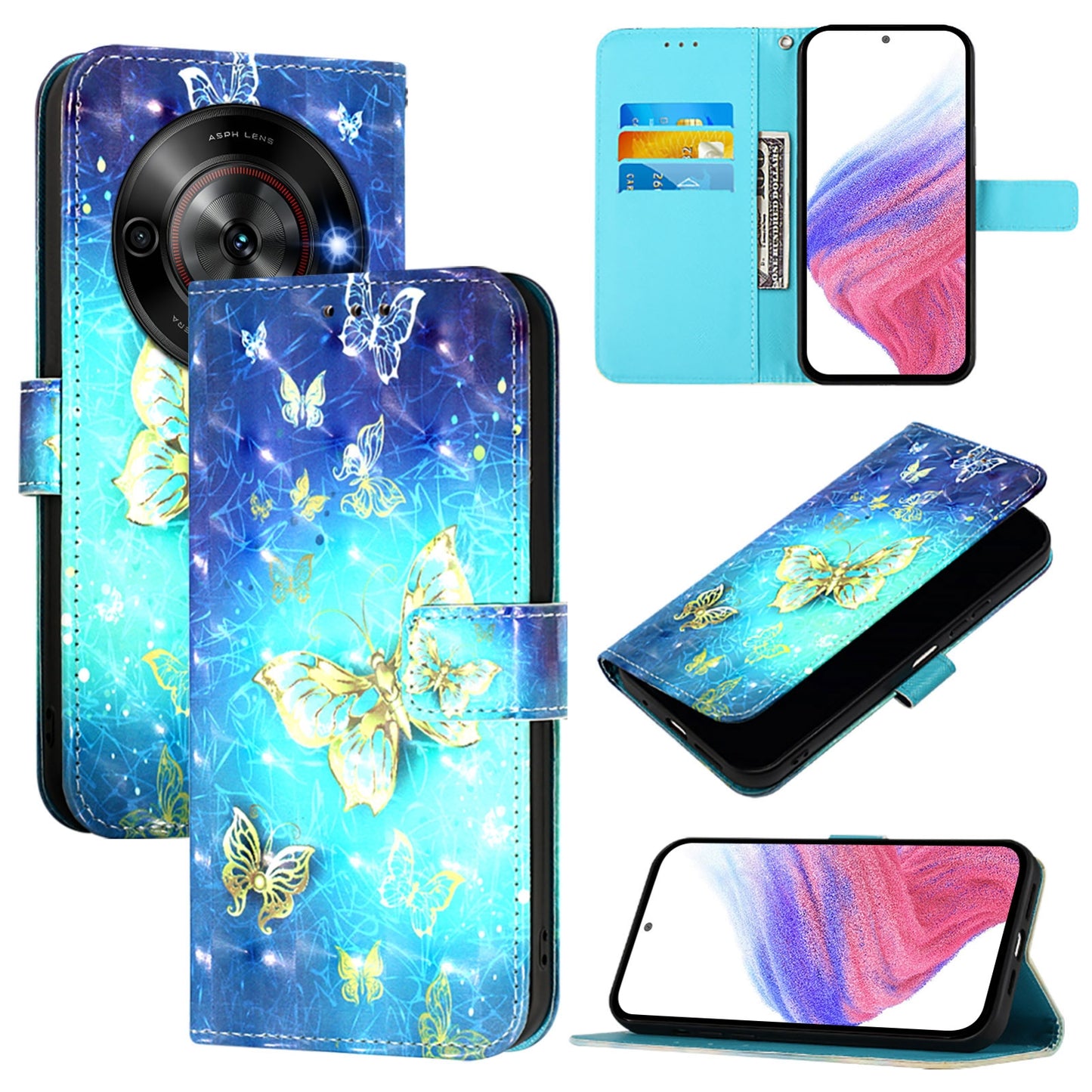 ZTE Nubia Focus Leather Flip Phone Case with 3D Painted Design, Card Holder, Wallet & Stand Function - Durable Protection & Easy Access
