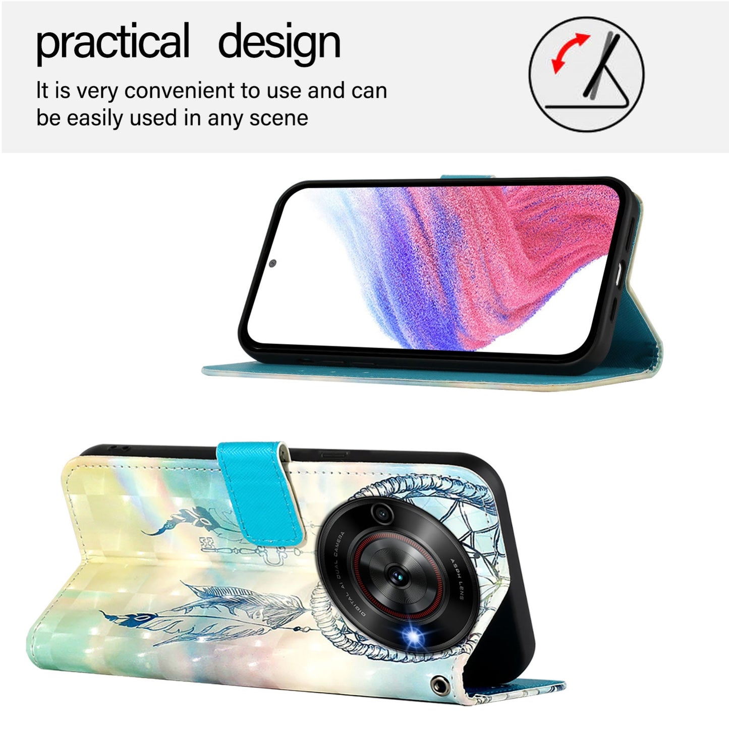ZTE Nubia Focus Leather Flip Phone Case with 3D Painted Design, Card Holder, Wallet & Stand Function - Durable Protection & Easy Access