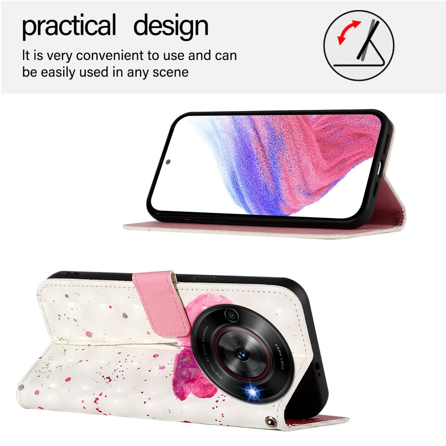 ZTE Nubia Focus Leather Flip Phone Case with 3D Painted Design, Card Holder, Wallet & Stand Function - Durable Protection & Easy Access