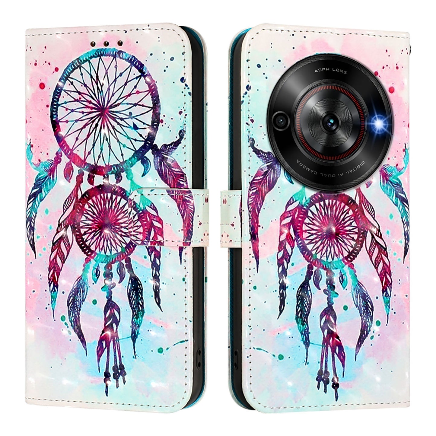 ZTE Blade A75 5G Leather Flip Phone Case with 3D Painted Design, Card Holder, Wallet & Stand Function - Durable Protection & Easy Access