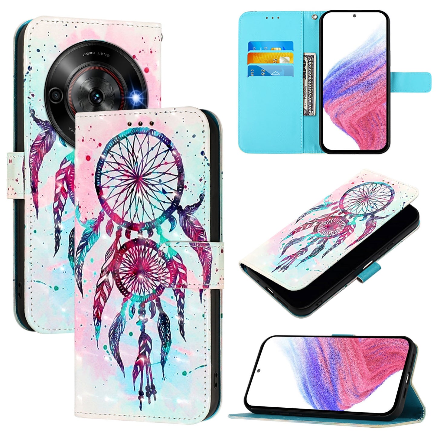 ZTE Nubia Focus Leather Flip Phone Case with 3D Painted Design, Card Holder, Wallet & Stand Function - Durable Protection & Easy Access