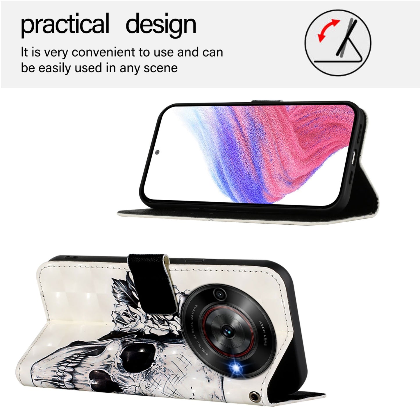 ZTE Nubia Focus Leather Flip Phone Case with 3D Painted Design, Card Holder, Wallet & Stand Function - Durable Protection & Easy Access
