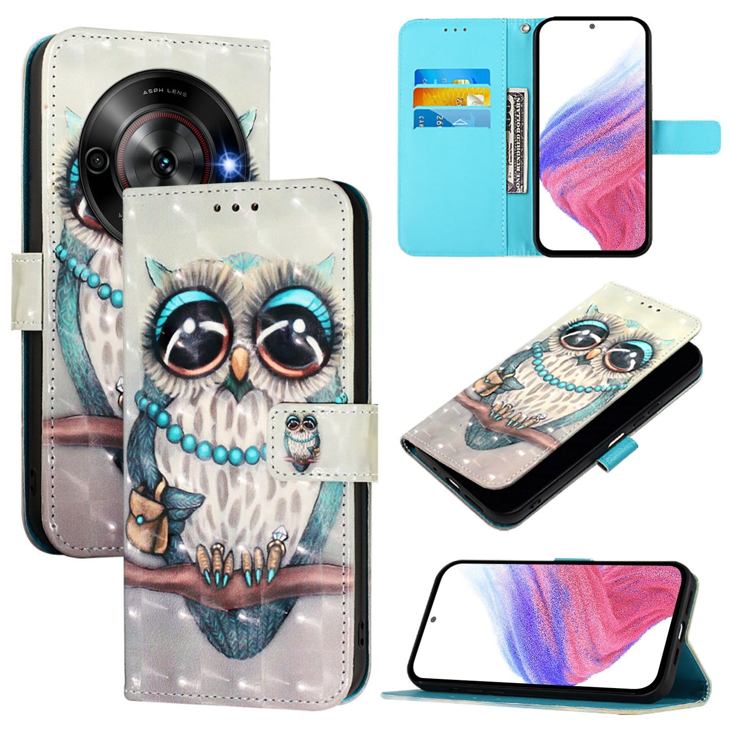 ZTE Blade A75 5G Leather Flip Phone Case with 3D Painted Design, Card Holder, Wallet & Stand Function - Durable Protection & Easy Access