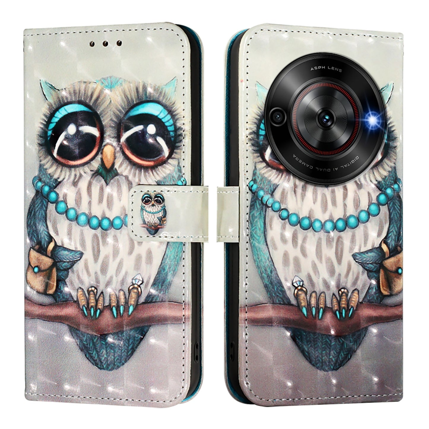 ZTE Blade A75 5G Leather Flip Phone Case with 3D Painted Design, Card Holder, Wallet & Stand Function - Durable Protection & Easy Access