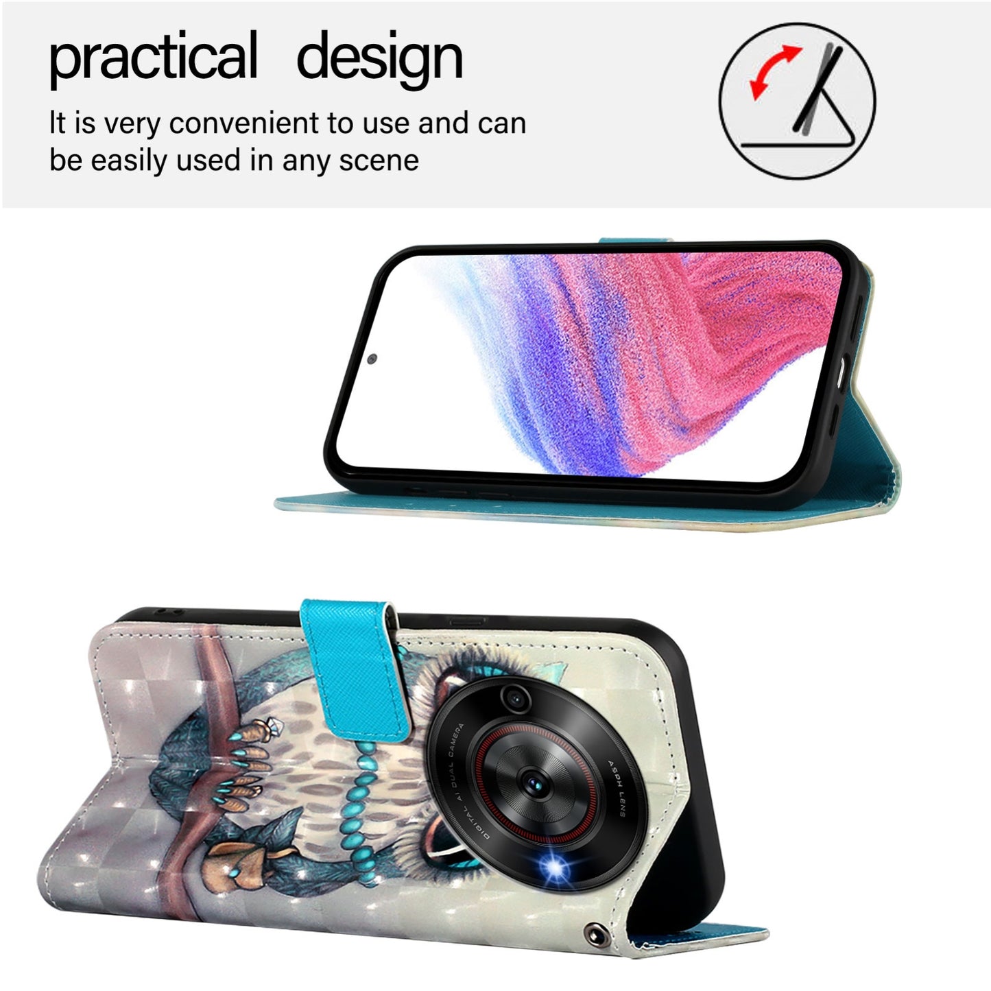 ZTE Nubia Focus Leather Flip Phone Case with 3D Painted Design, Card Holder, Wallet & Stand Function - Durable Protection & Easy Access