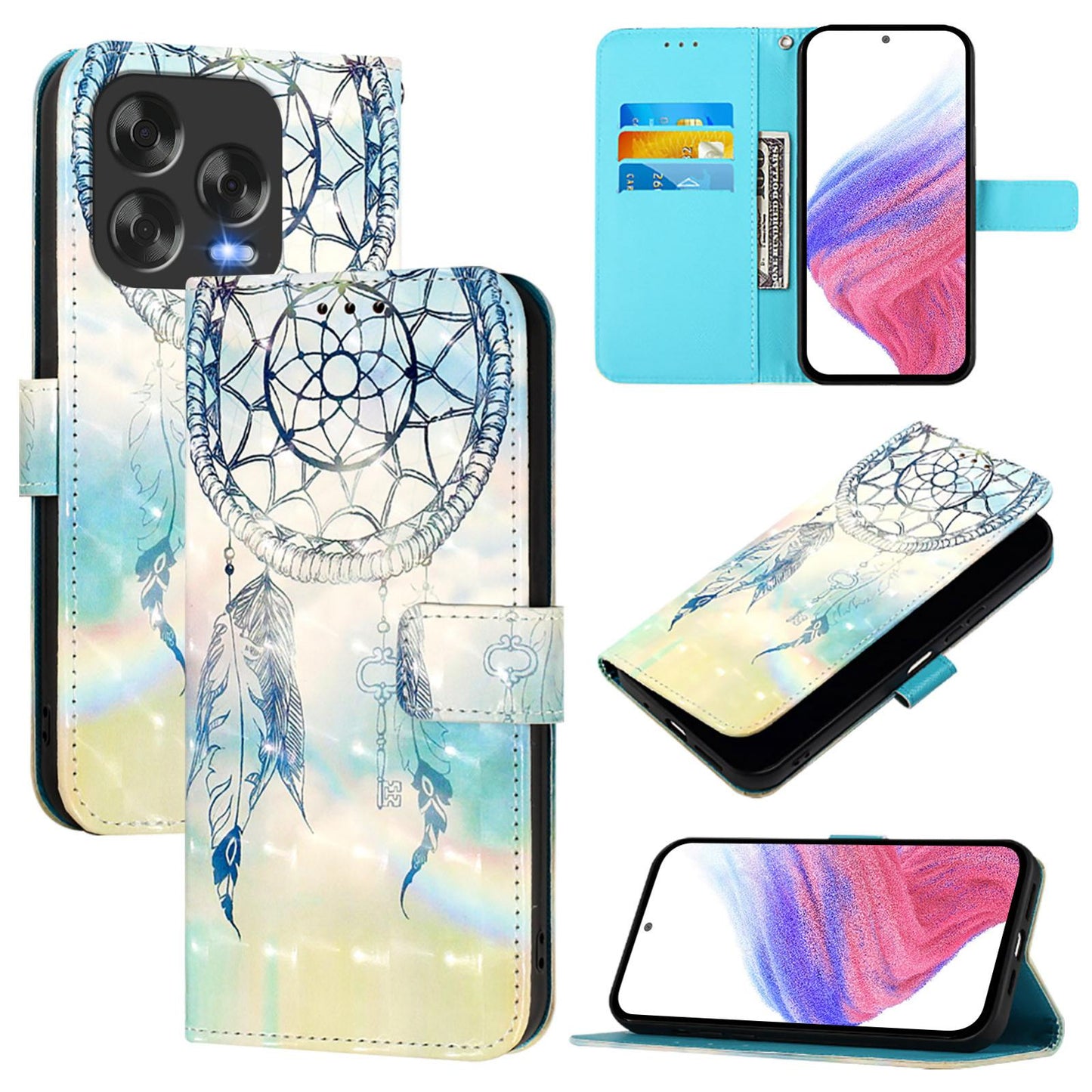 ZTE Blade V70 Design Leather Flip Phone Case with 3D Painted Design, Card Holder, Wallet & Stand Function - Durable Protection & Easy Access