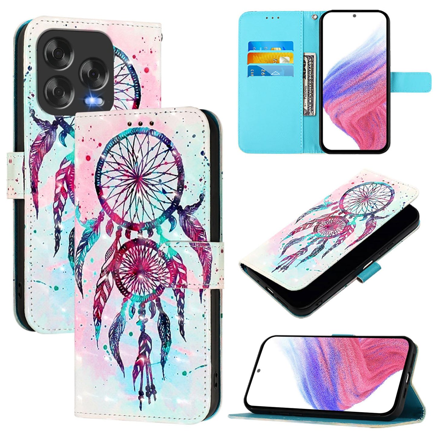 ZTE Blade V70 Design Leather Flip Phone Case with 3D Painted Design, Card Holder, Wallet & Stand Function - Durable Protection & Easy Access