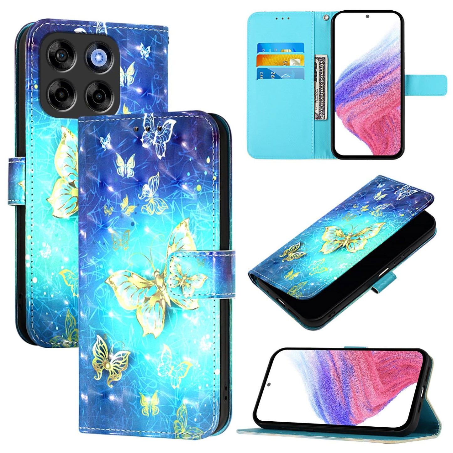 ZTE Nubia V70 Design Leather Flip Phone Case with 3D Painted Design, Card Holder, Wallet & Stand Function - Durable Protection & Easy Access