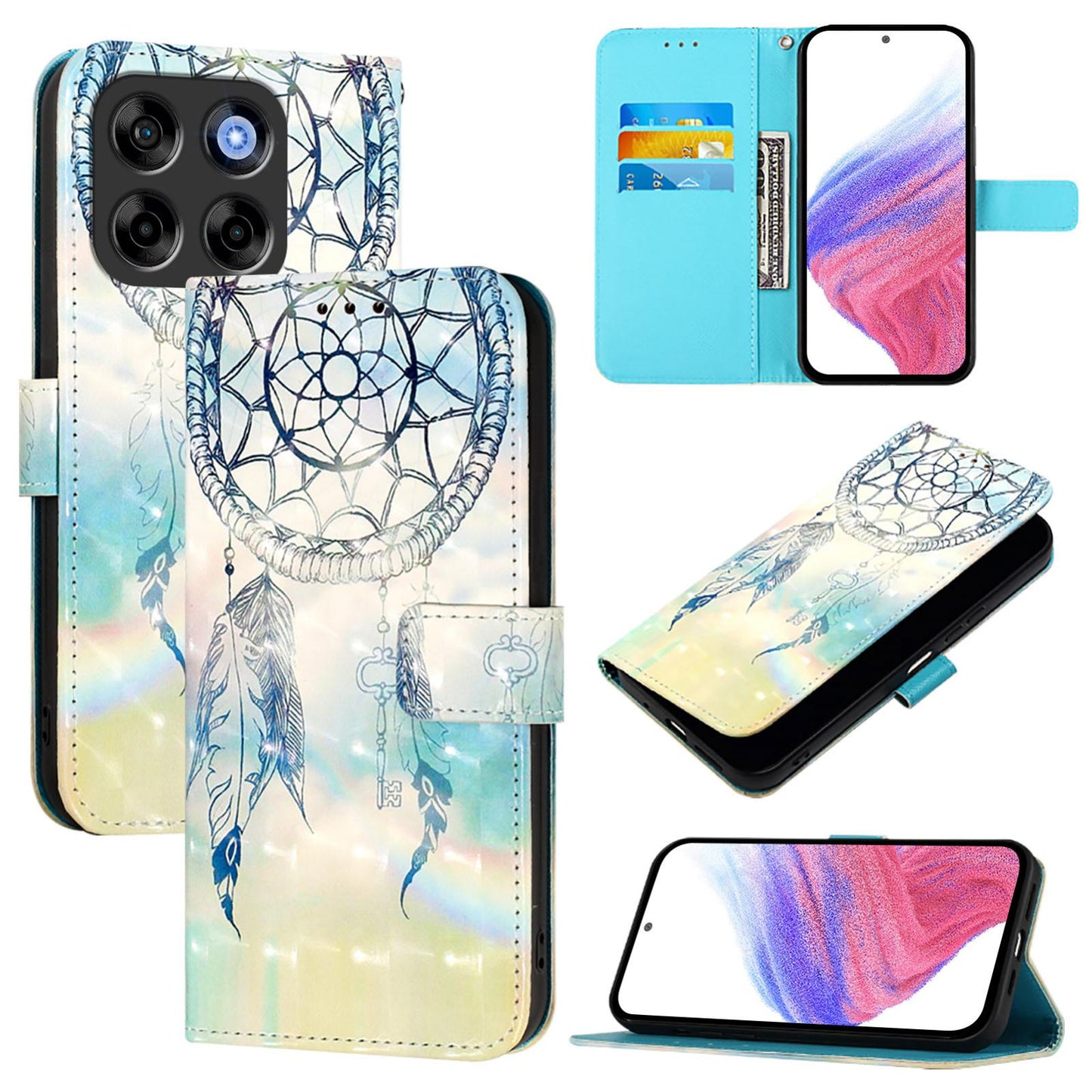 ZTE Nubia V70 Design Leather Flip Phone Case with 3D Painted Design, Card Holder, Wallet & Stand Function - Durable Protection & Easy Access