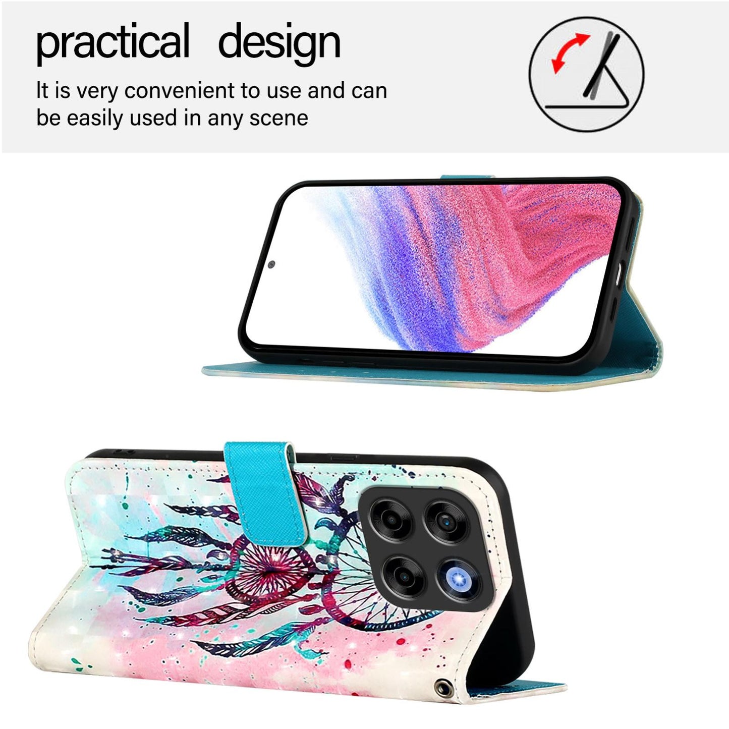 ZTE Nubia V70 Design Leather Flip Phone Case with 3D Painted Design, Card Holder, Wallet & Stand Function - Durable Protection & Easy Access