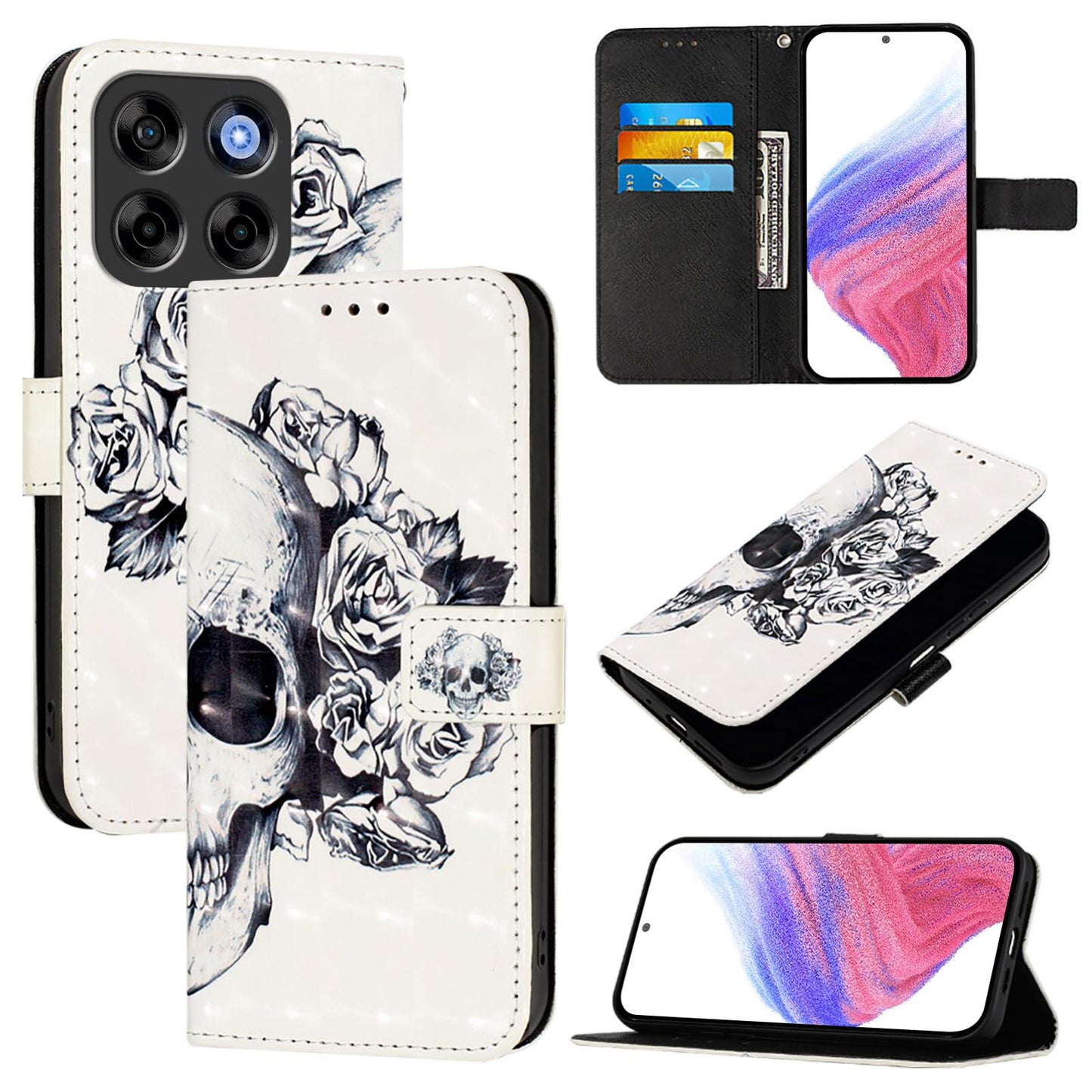 ZTE Nubia V70 Design Leather Flip Phone Case with 3D Painted Design, Card Holder, Wallet & Stand Function - Durable Protection & Easy Access