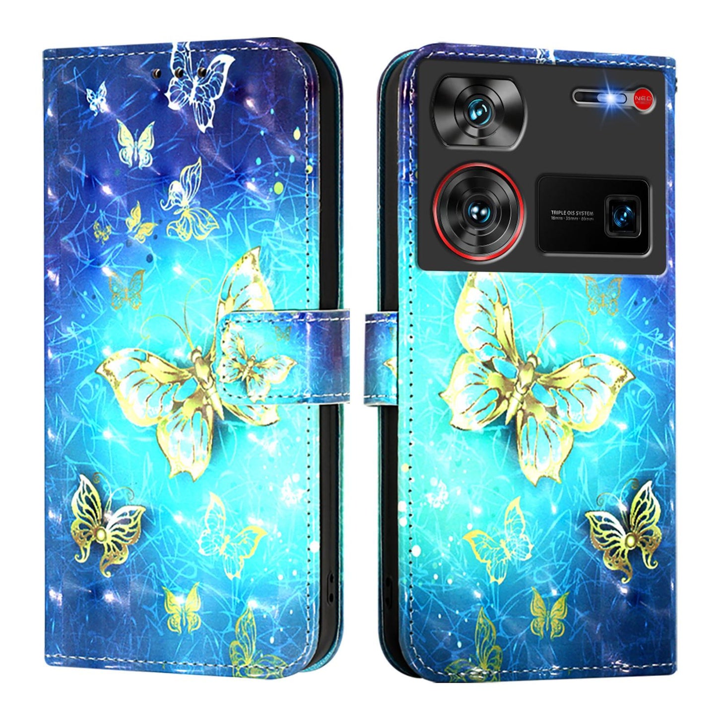 ZTE Nubia Z60 Ultra Leather Flip Phone Case with 3D Painted Design, Card Holder, Wallet & Stand Function - Durable Protection & Easy Access