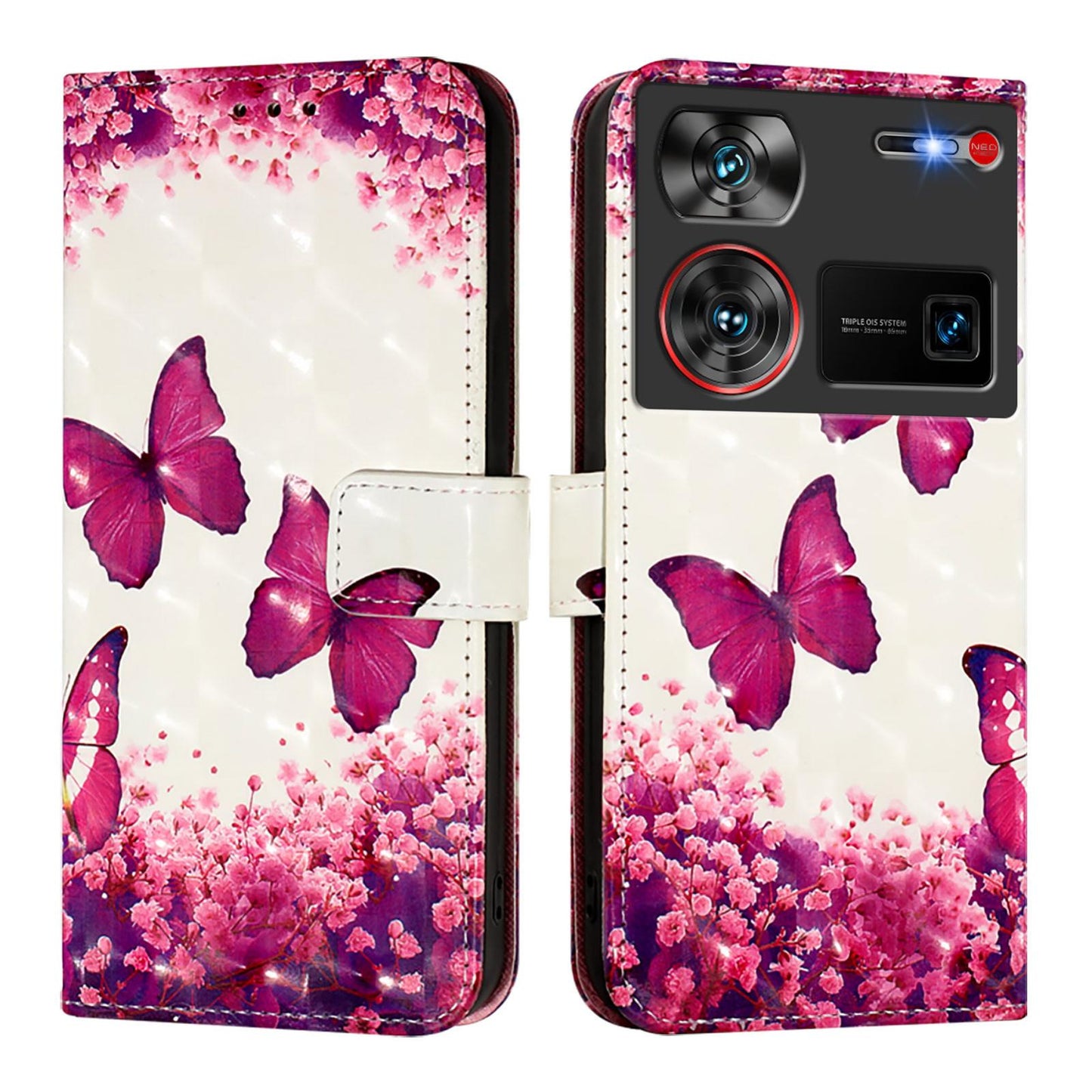 ZTE Nubia Z60 Ultra Leather Flip Phone Case with 3D Painted Design, Card Holder, Wallet & Stand Function - Durable Protection & Easy Access