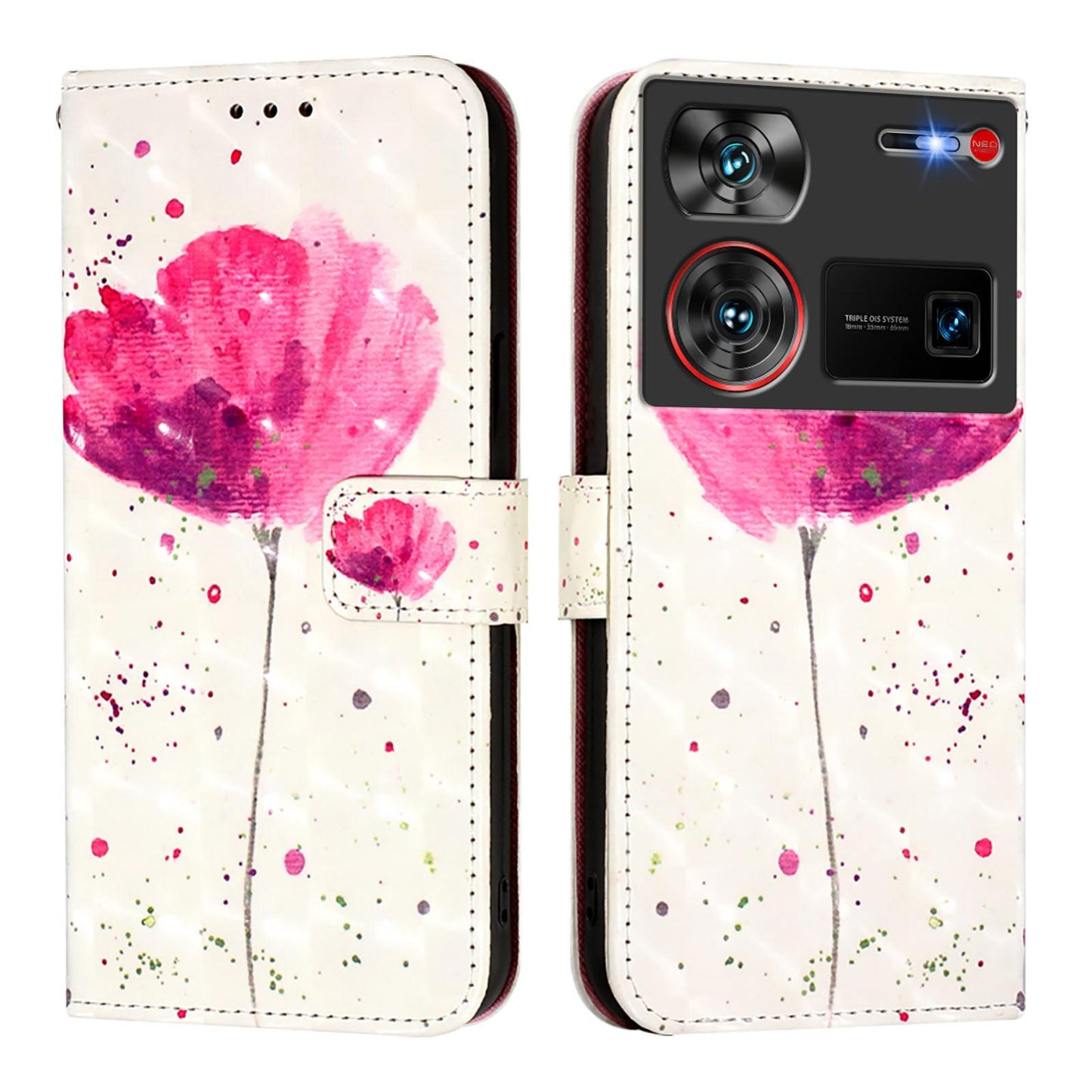 ZTE Nubia Z60 Ultra Leather Flip Phone Case with 3D Painted Design, Card Holder, Wallet & Stand Function - Durable Protection & Easy Access