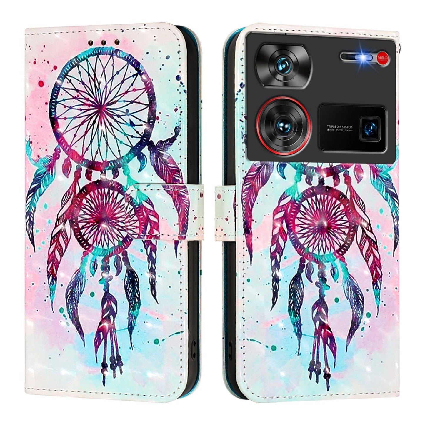 ZTE Nubia Z60 Ultra Leather Flip Phone Case with 3D Painted Design, Card Holder, Wallet & Stand Function - Durable Protection & Easy Access