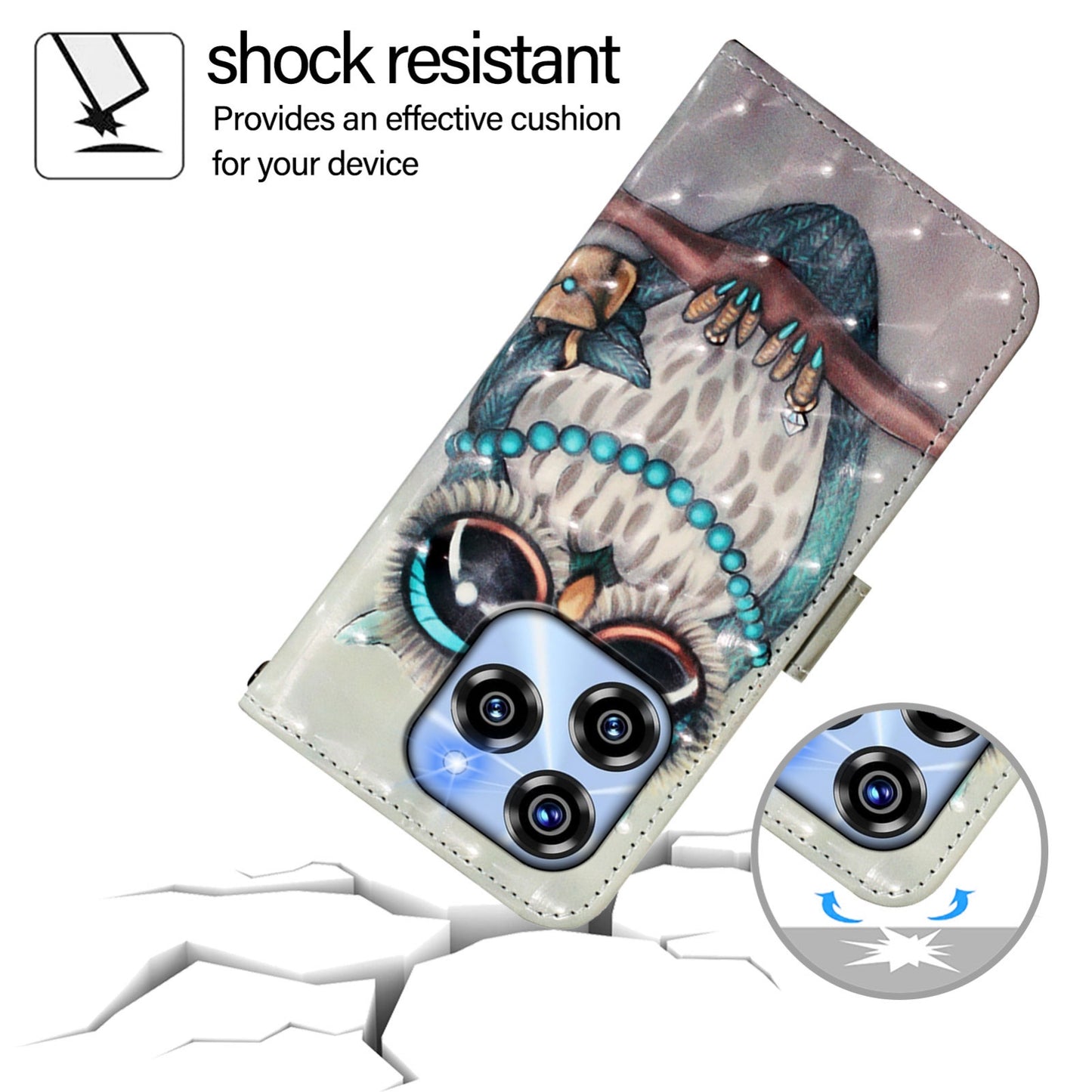 Oukitel C50 Leather Flip Phone Case with 3D Painted Design, Card Holder, Wallet & Stand Function - Durable Protection & Easy Access