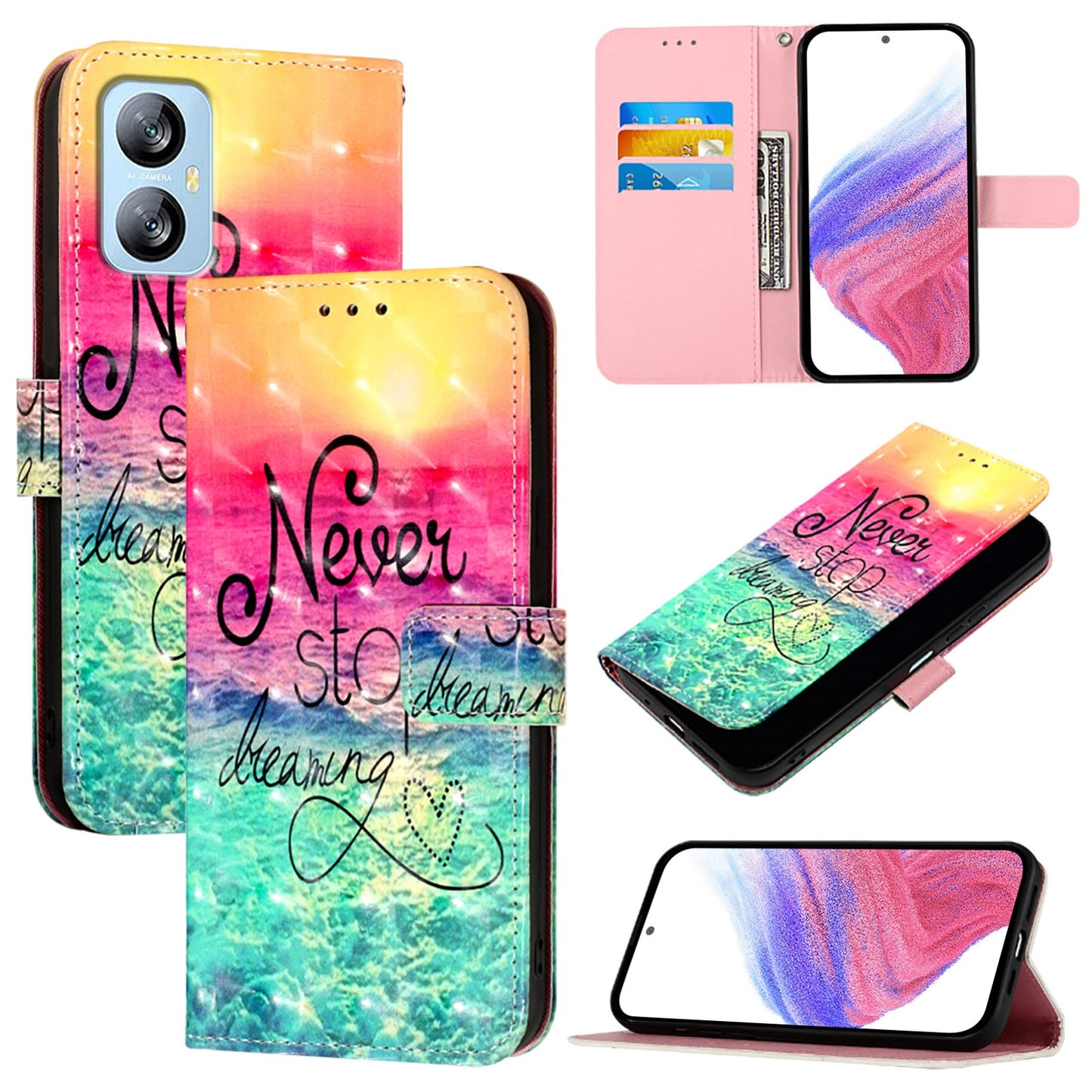 Blackview A52 Leather Flip Phone Case with 3D Painted Design, Card Holder, Wallet & Stand Function - Durable Protection & Easy Access