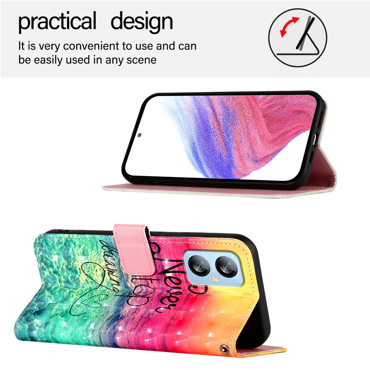 Blackview A52 Leather Flip Phone Case with 3D Painted Design, Card Holder, Wallet & Stand Function - Durable Protection & Easy Access
