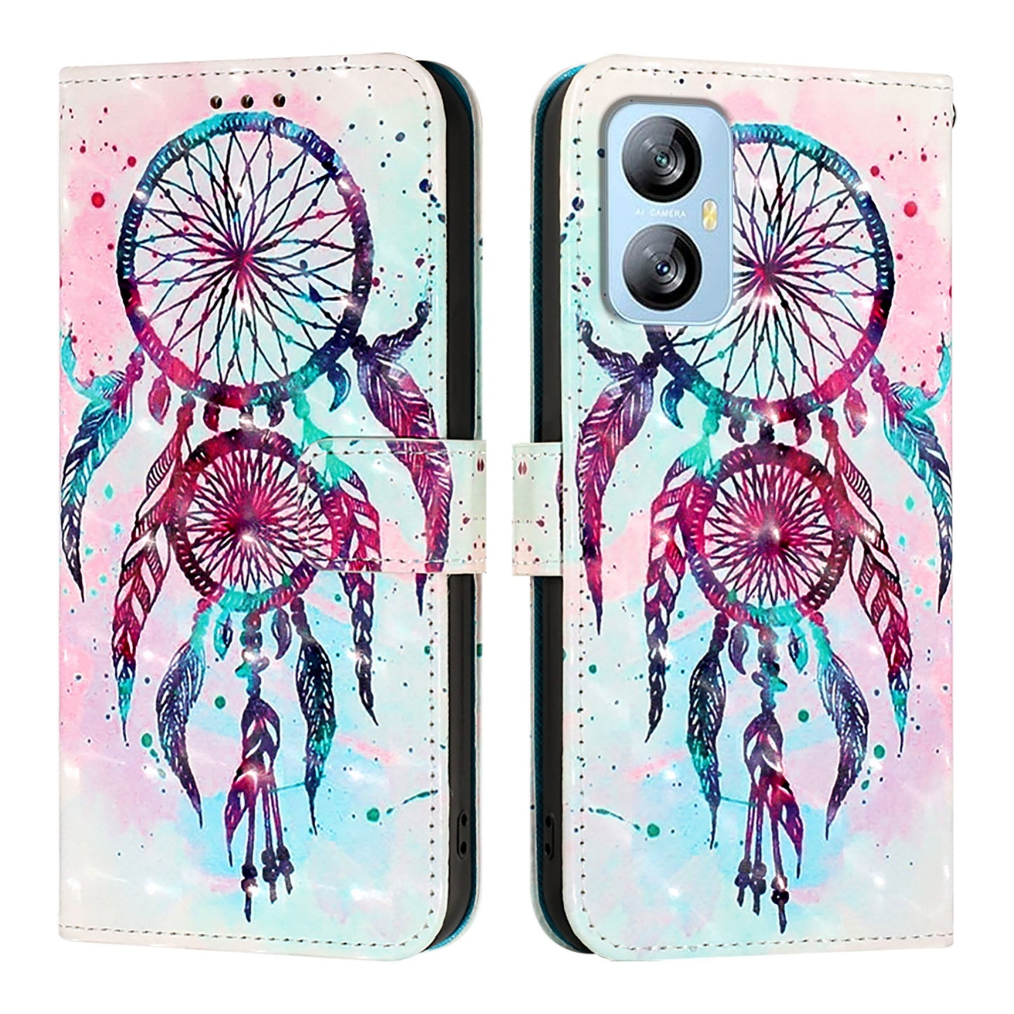 Blackview A52 Leather Flip Phone Case with 3D Painted Design, Card Holder, Wallet & Stand Function - Durable Protection & Easy Access