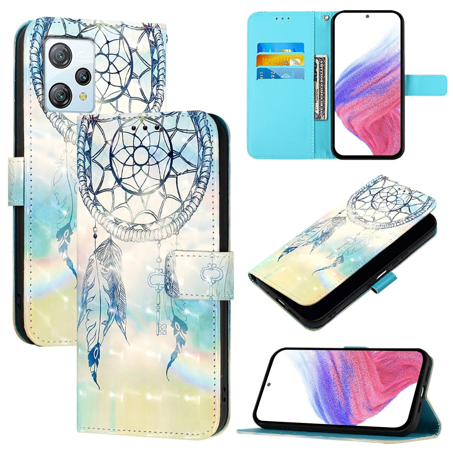 Blackview A53 Leather Flip Phone Case with 3D Painted Design, Card Holder, Wallet & Stand Function - Durable Protection & Easy Access