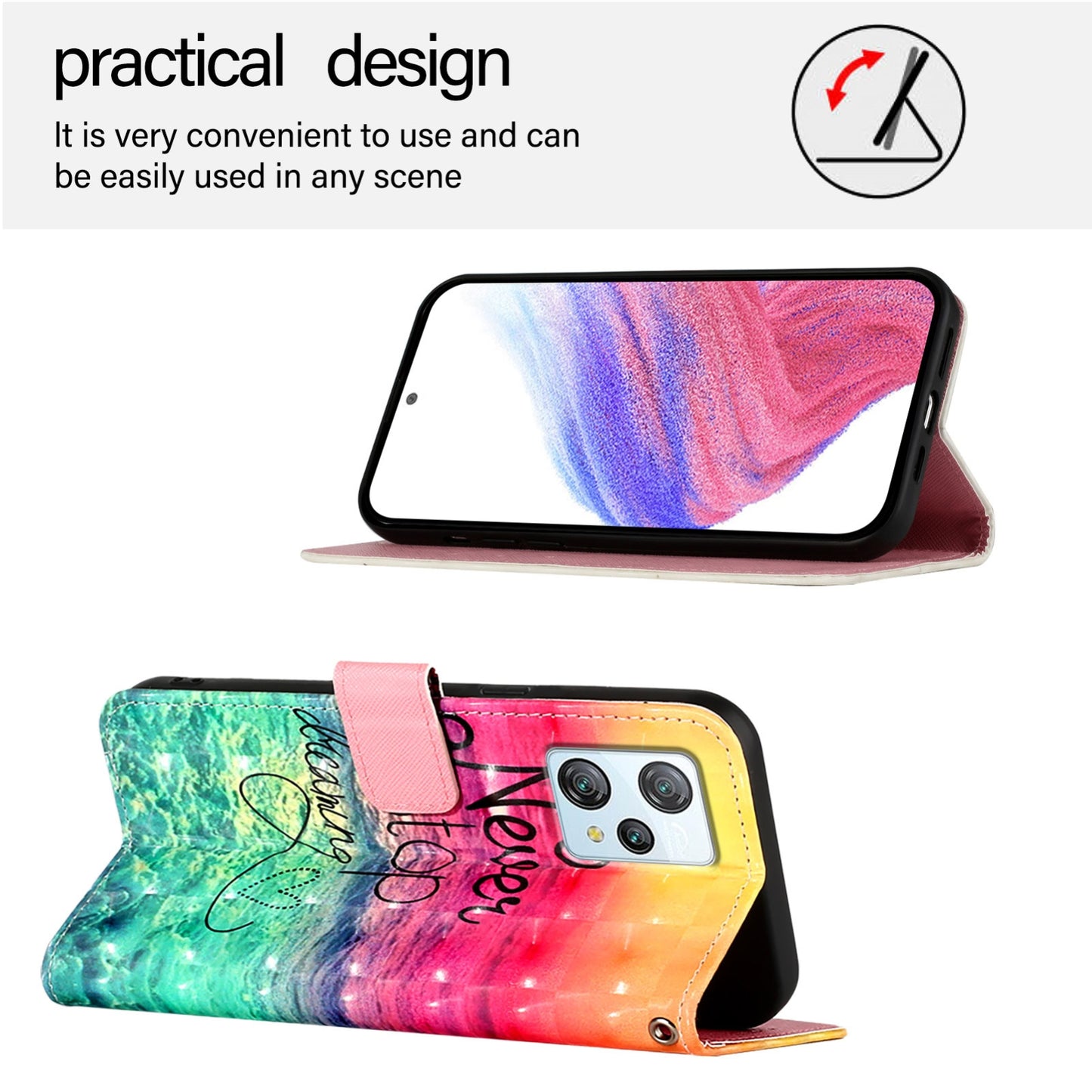 Blackview A53 Leather Flip Phone Case with 3D Painted Design, Card Holder, Wallet & Stand Function - Durable Protection & Easy Access