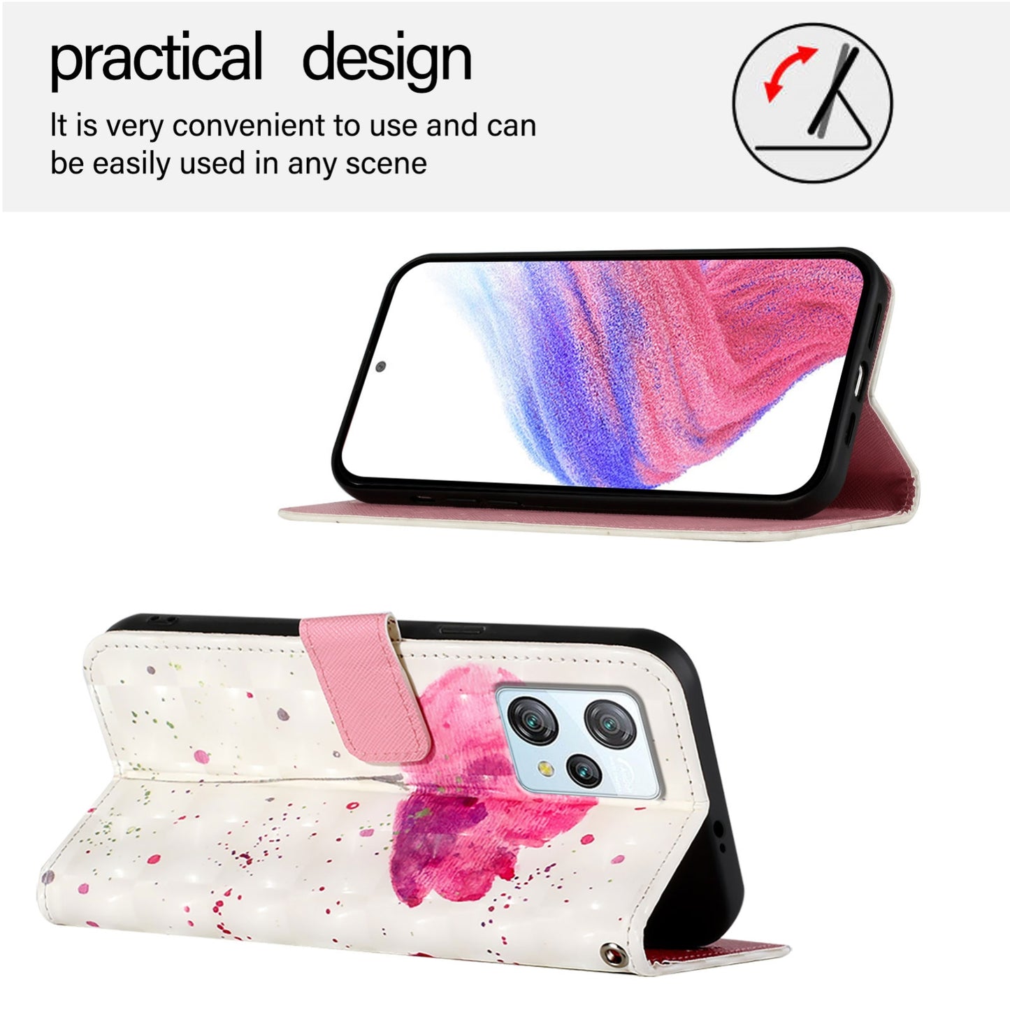 Blackview A53 Leather Flip Phone Case with 3D Painted Design, Card Holder, Wallet & Stand Function - Durable Protection & Easy Access
