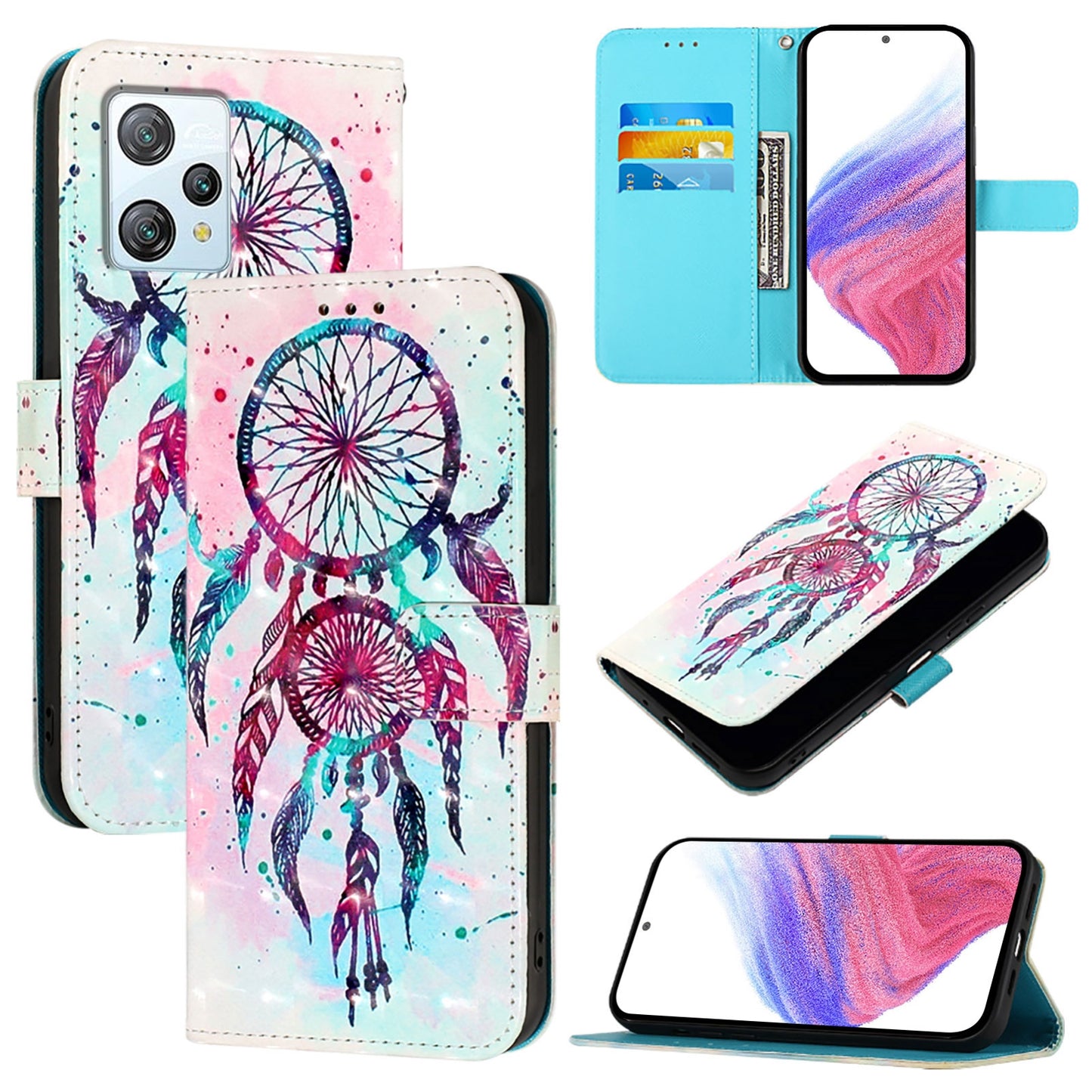 Blackview A53 Leather Flip Phone Case with 3D Painted Design, Card Holder, Wallet & Stand Function - Durable Protection & Easy Access