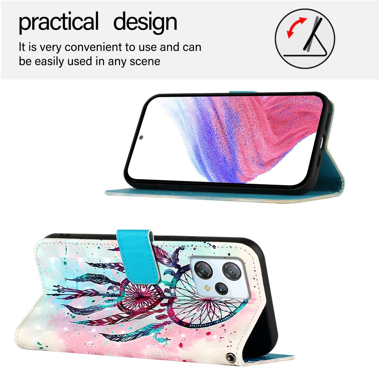 Blackview A53 Leather Flip Phone Case with 3D Painted Design, Card Holder, Wallet & Stand Function - Durable Protection & Easy Access