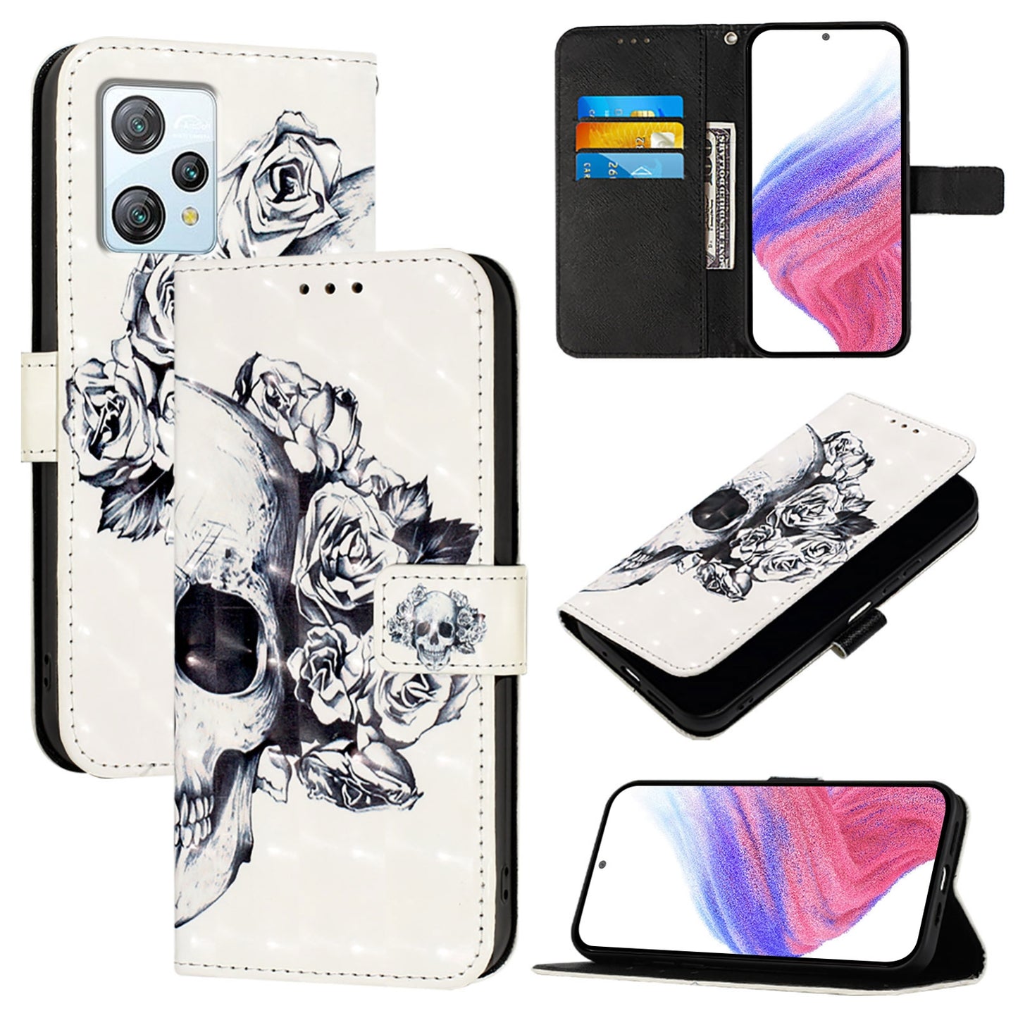 Blackview A53 Leather Flip Phone Case with 3D Painted Design, Card Holder, Wallet & Stand Function - Durable Protection & Easy Access