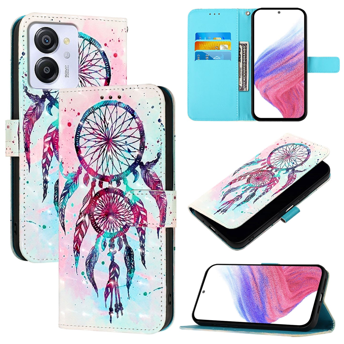 For Blackview Color 8 Leather Flip Phone Case with 3D Painted Design, Card Holder, Wallet & Stand Function - Durable Protection & Easy Access
