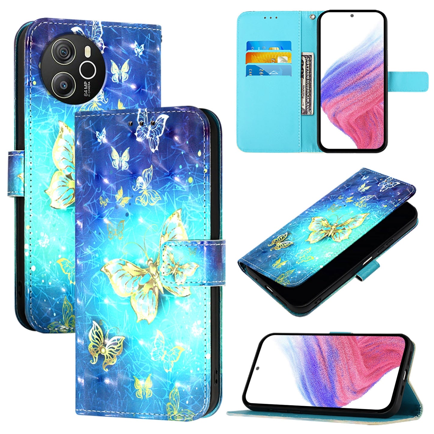 For Blackview Shark 8 Leather Flip Phone Case with 3D Painted Design, Card Holder, Wallet & Stand Function - Durable Protection & Easy Access