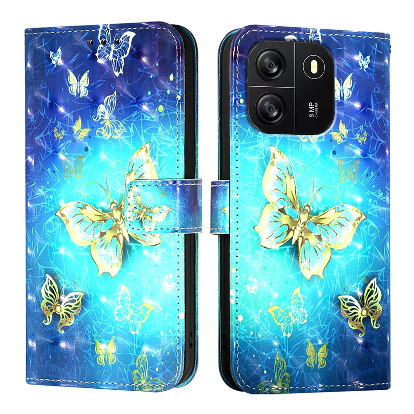 For Blackview Wave 6C Leather Flip Phone Case with 3D Painted Design, Card Holder, Wallet & Stand Function - Durable Protection & Easy Access