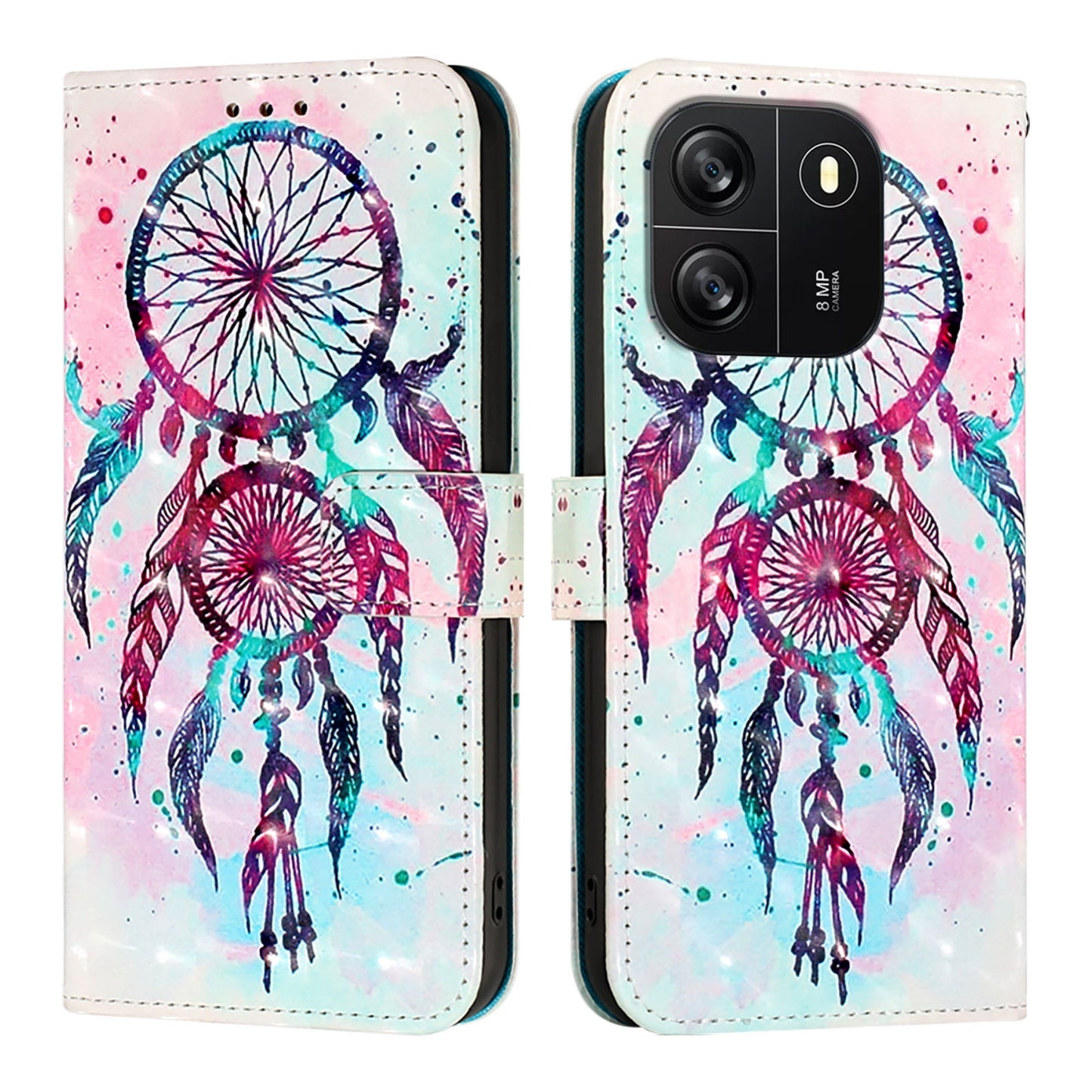 For Blackview Wave 6C Leather Flip Phone Case with 3D Painted Design, Card Holder, Wallet & Stand Function - Durable Protection & Easy Access