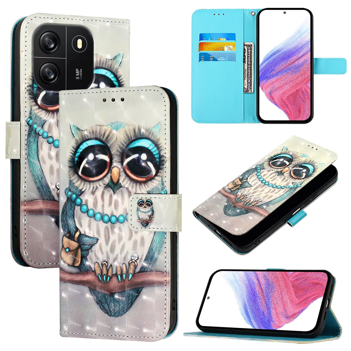 For Blackview Wave 6C Leather Flip Phone Case with 3D Painted Design, Card Holder, Wallet & Stand Function - Durable Protection & Easy Access
