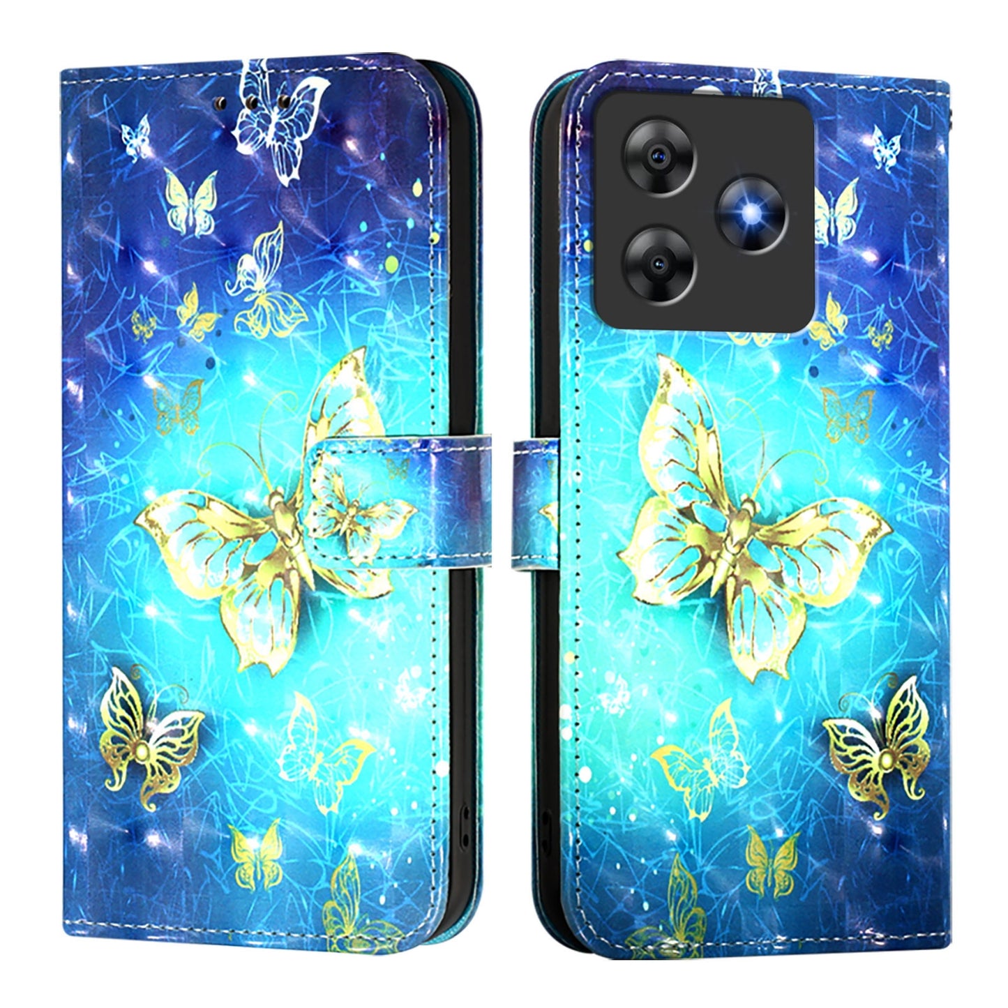 Blackview Wave 8C Leather Flip Phone Case with 3D Painted Design, Card Holder, Wallet & Stand Function - Durable Protection & Easy Access