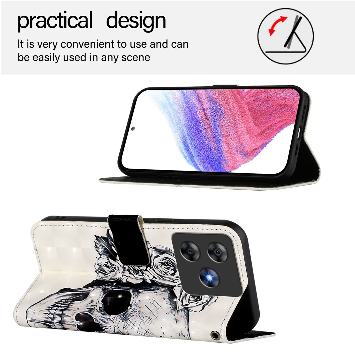 Blackview Wave 8C Leather Flip Phone Case with 3D Painted Design, Card Holder, Wallet & Stand Function - Durable Protection & Easy Access