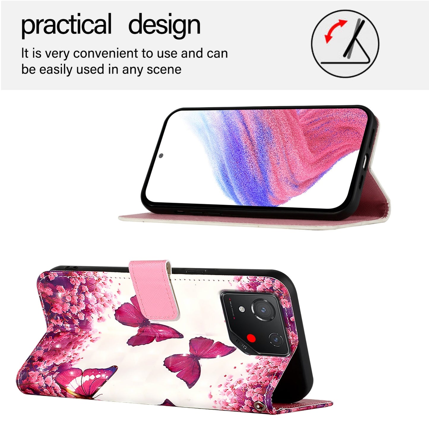 For Asus ROG Phone 8 Leather Flip Phone Case with 3D Painted Design, Card Holder, Wallet & Stand Function - Durable Protection & Easy Access