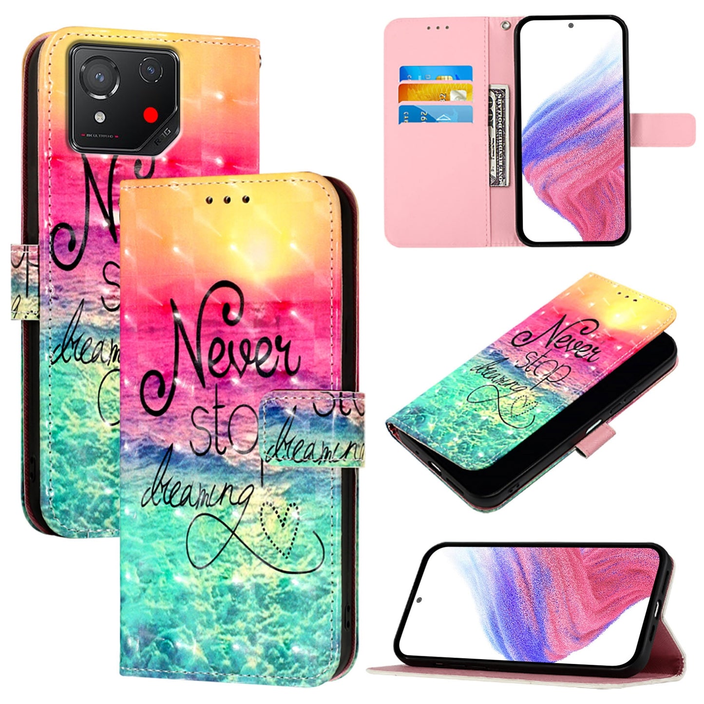 For Asus ROG Phone 8 Leather Flip Phone Case with 3D Painted Design, Card Holder, Wallet & Stand Function - Durable Protection & Easy Access
