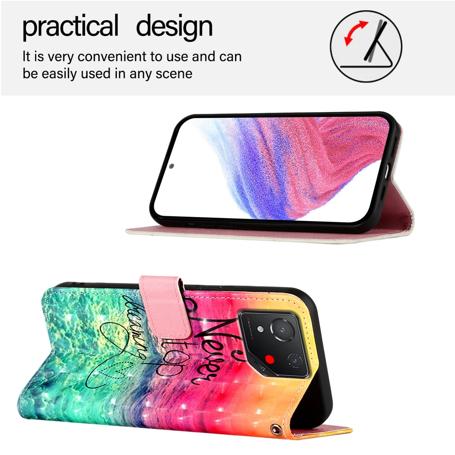 For Asus ROG Phone 8 Leather Flip Phone Case with 3D Painted Design, Card Holder, Wallet & Stand Function - Durable Protection & Easy Access