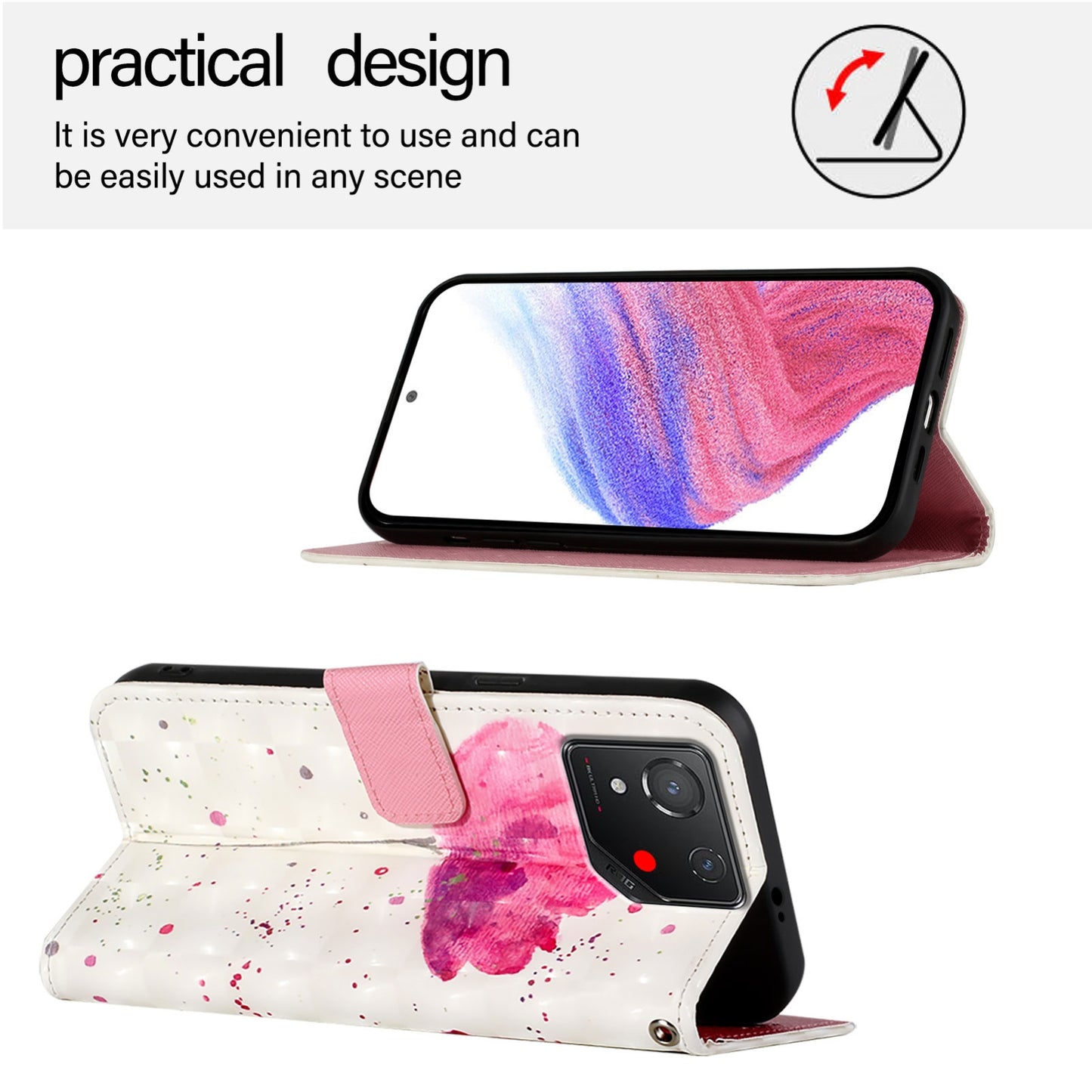 For Asus ROG Phone 8 Leather Flip Phone Case with 3D Painted Design, Card Holder, Wallet & Stand Function - Durable Protection & Easy Access
