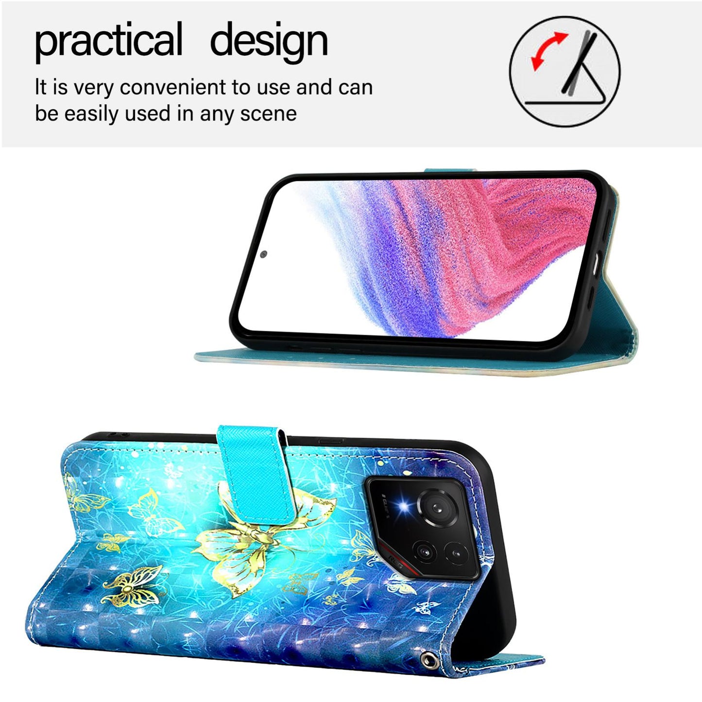 For Asus 9 Pro Leather Flip Phone Case with 3D Painted Design, Card Holder, Wallet & Stand Function - Durable Protection & Easy Access