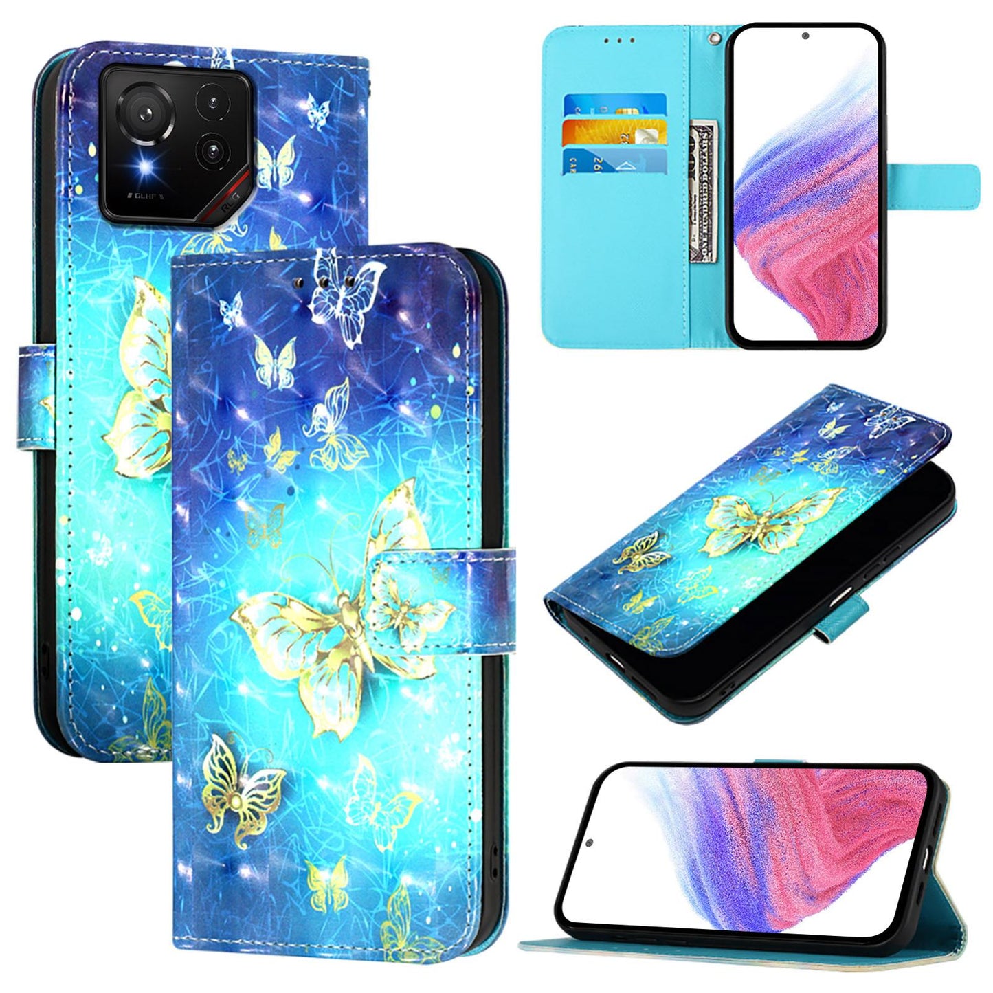 For Asus 9 Pro Leather Flip Phone Case with 3D Painted Design, Card Holder, Wallet & Stand Function - Durable Protection & Easy Access