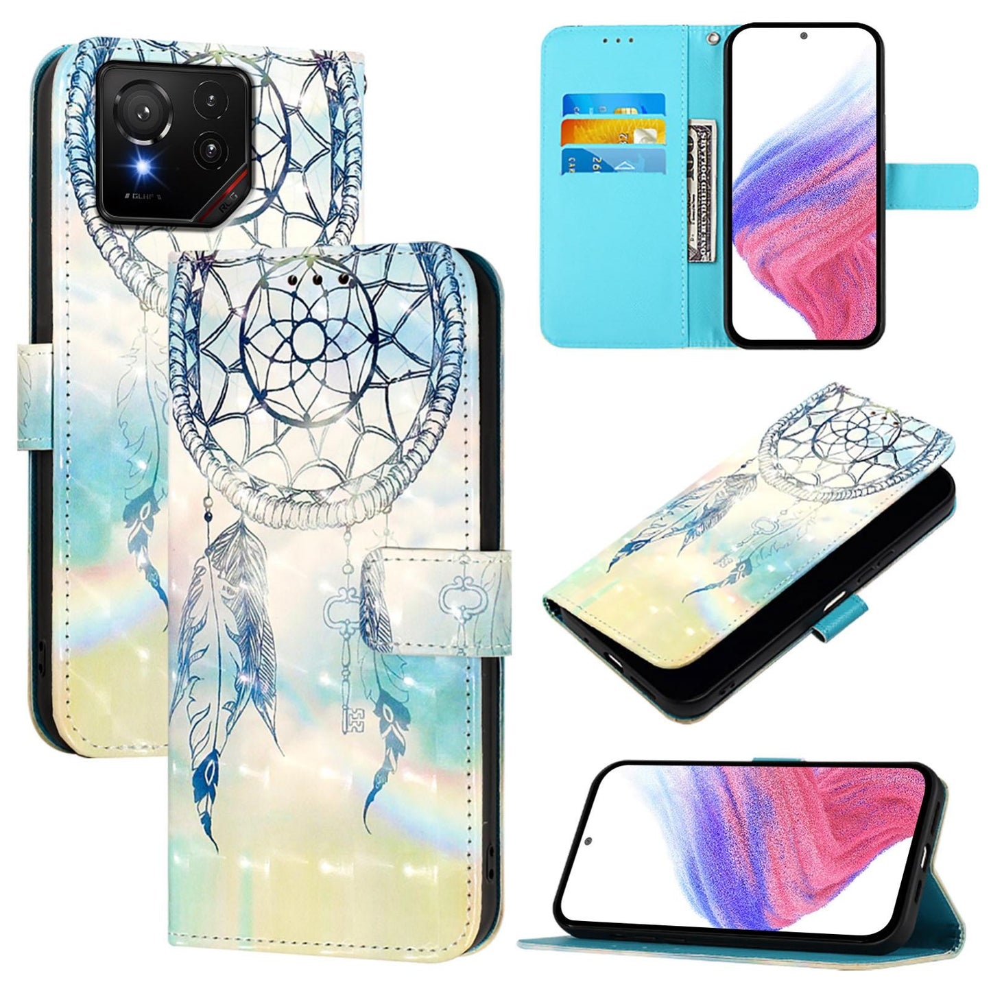 For Asus 9 Pro Leather Flip Phone Case with 3D Painted Design, Card Holder, Wallet & Stand Function - Durable Protection & Easy Access