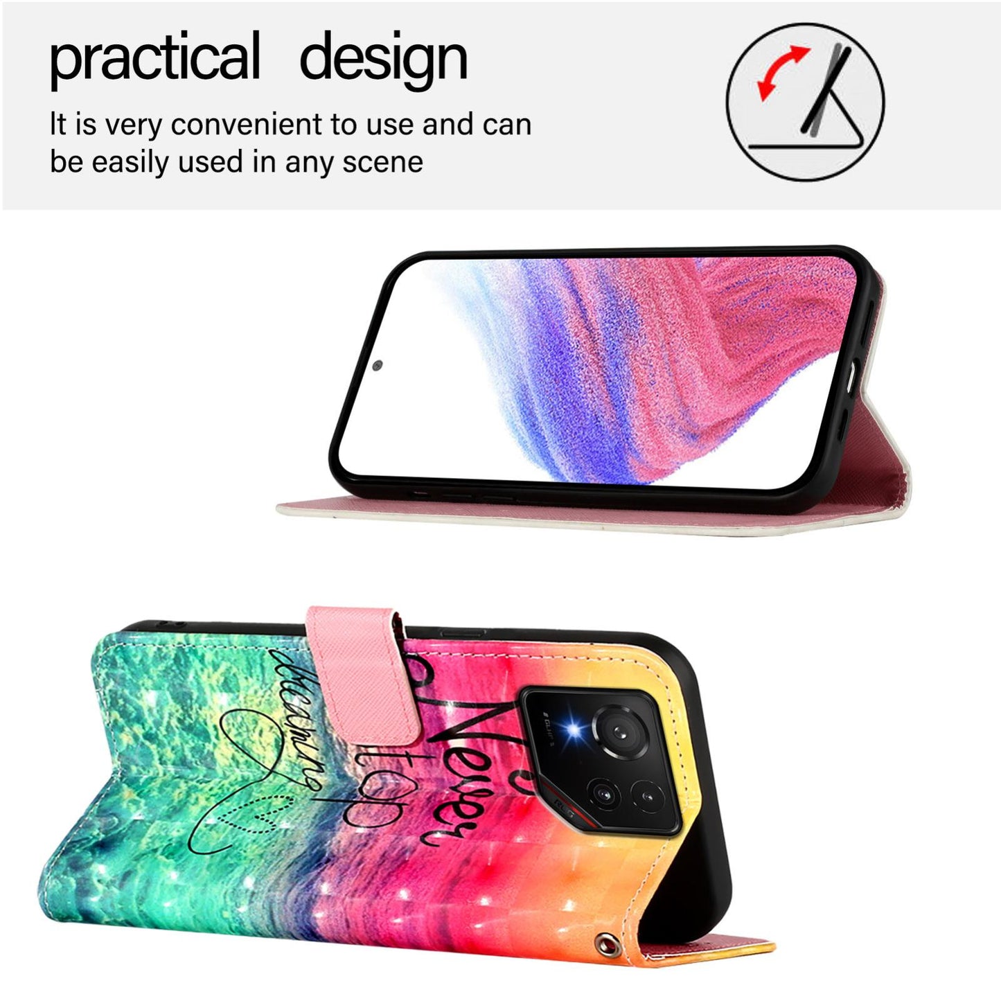 For Asus 9 Pro Leather Flip Phone Case with 3D Painted Design, Card Holder, Wallet & Stand Function - Durable Protection & Easy Access